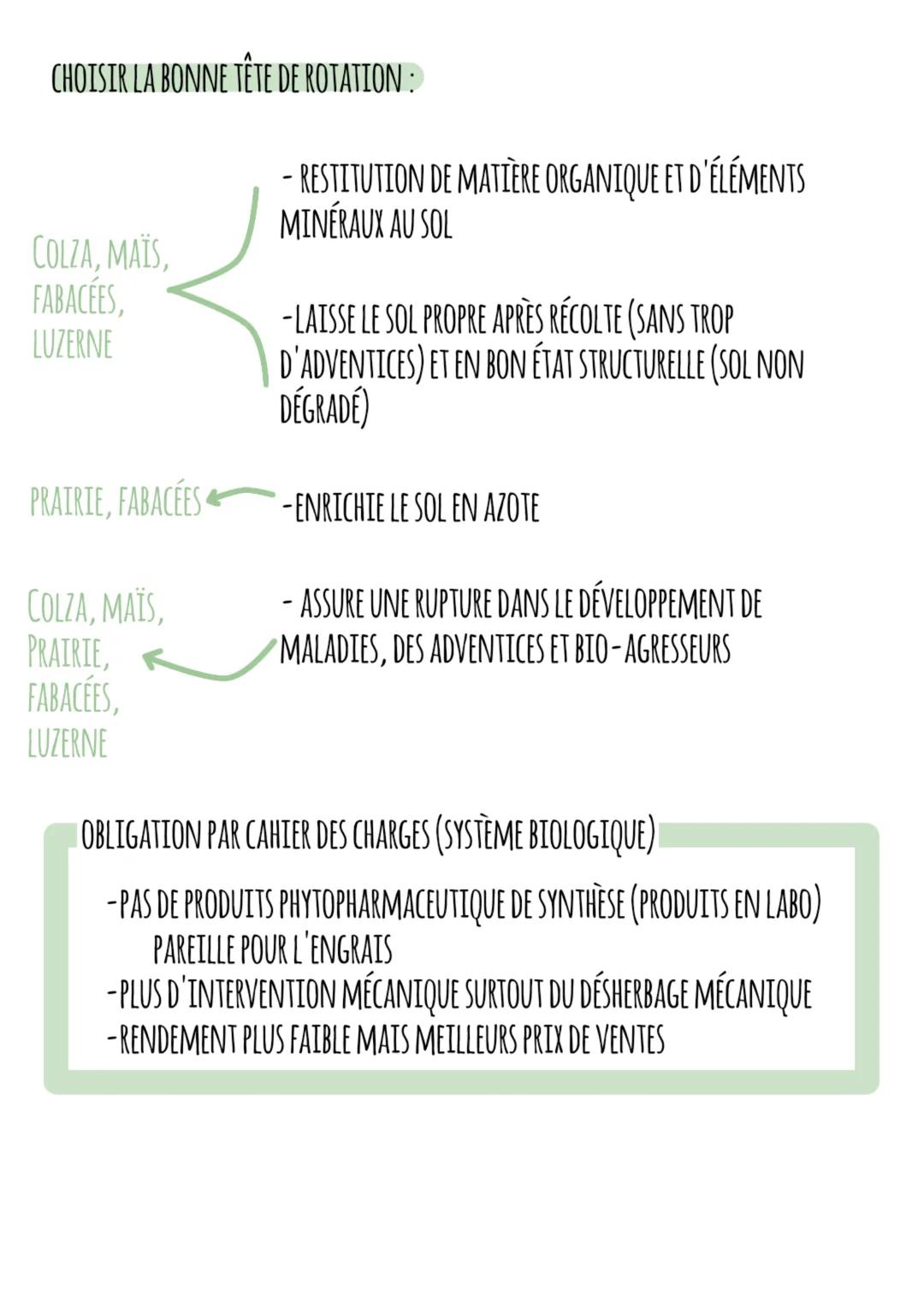 LES SYSTÈMES DE CULTURES
DÉFINITION
ASSOLEMENT : C'EST LA RÉPARTITION DES CULTURES SUR L'EXPLOITATION AGRICOLE
AU SAINS DE LA SAU
ROTATION: 