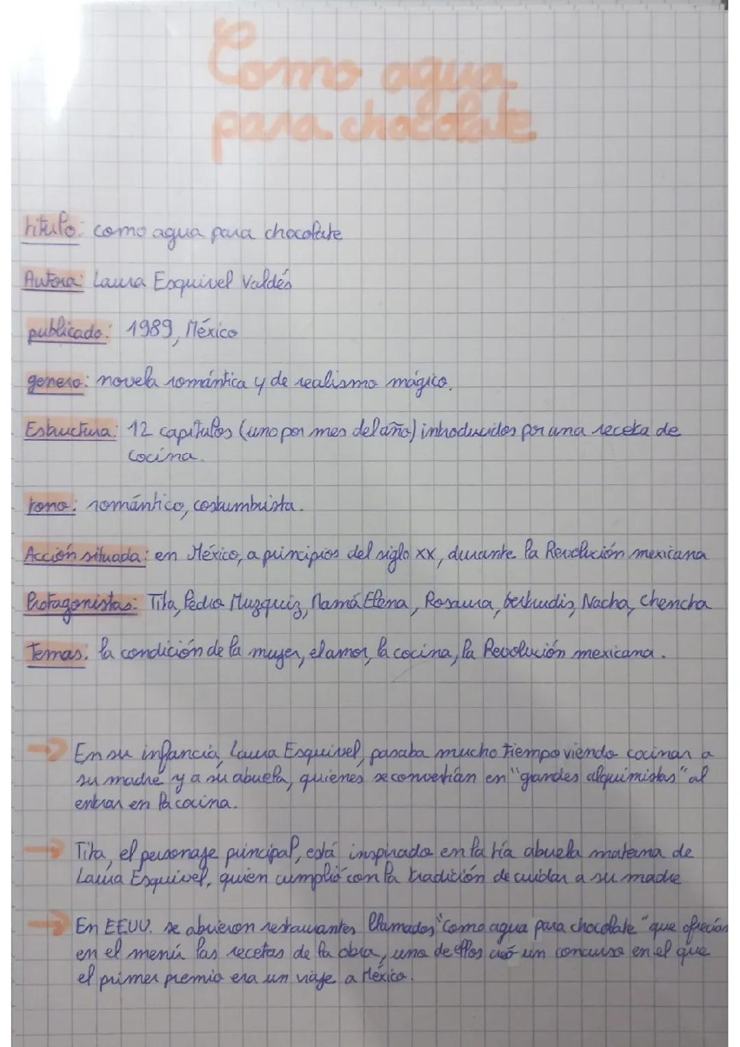 Présentation de l'œuvre como agua para chocolate 