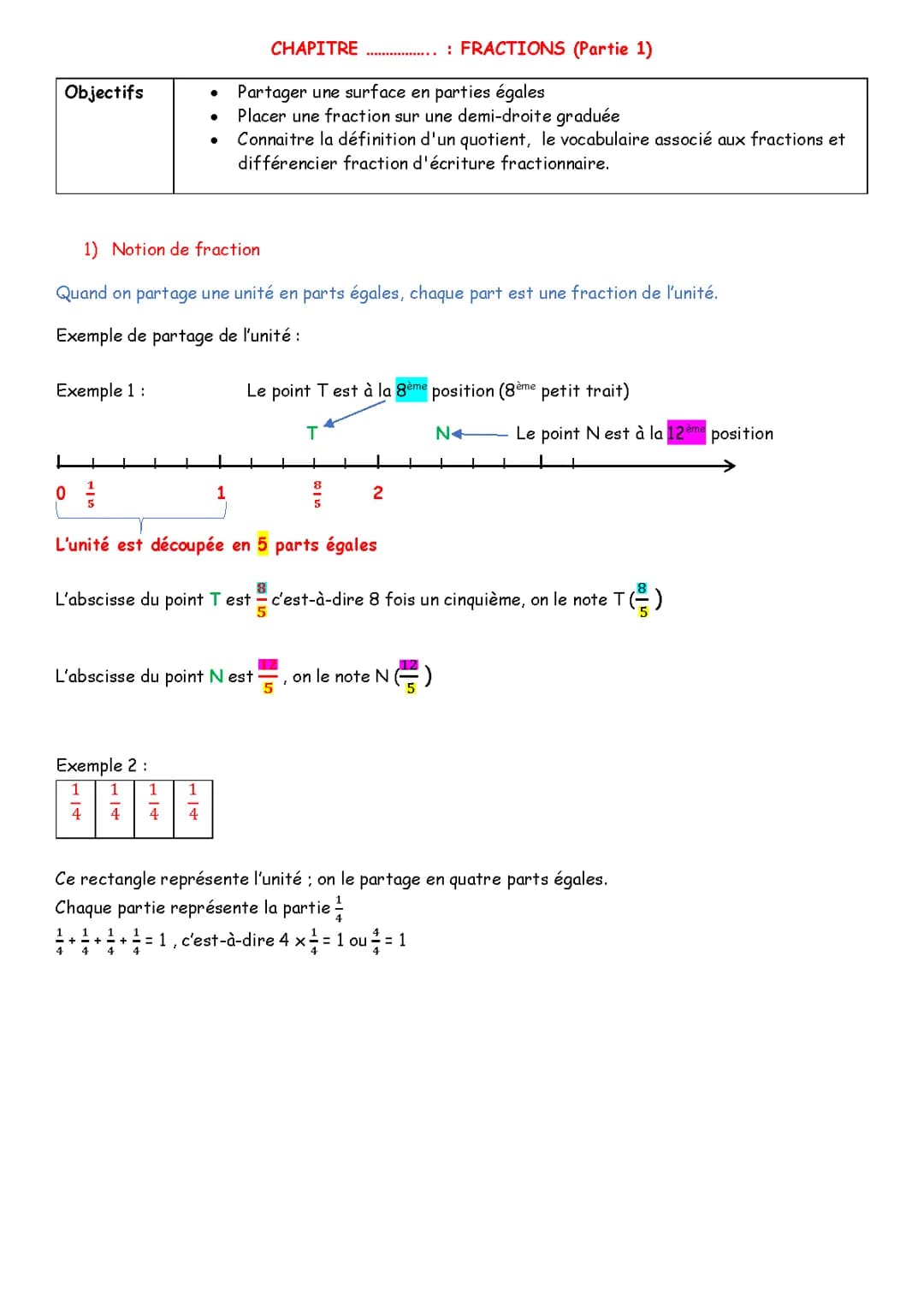les fractions 