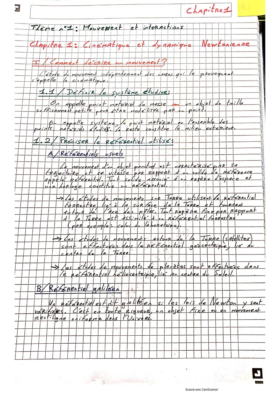 Cinématique et dynamique Newtonienne