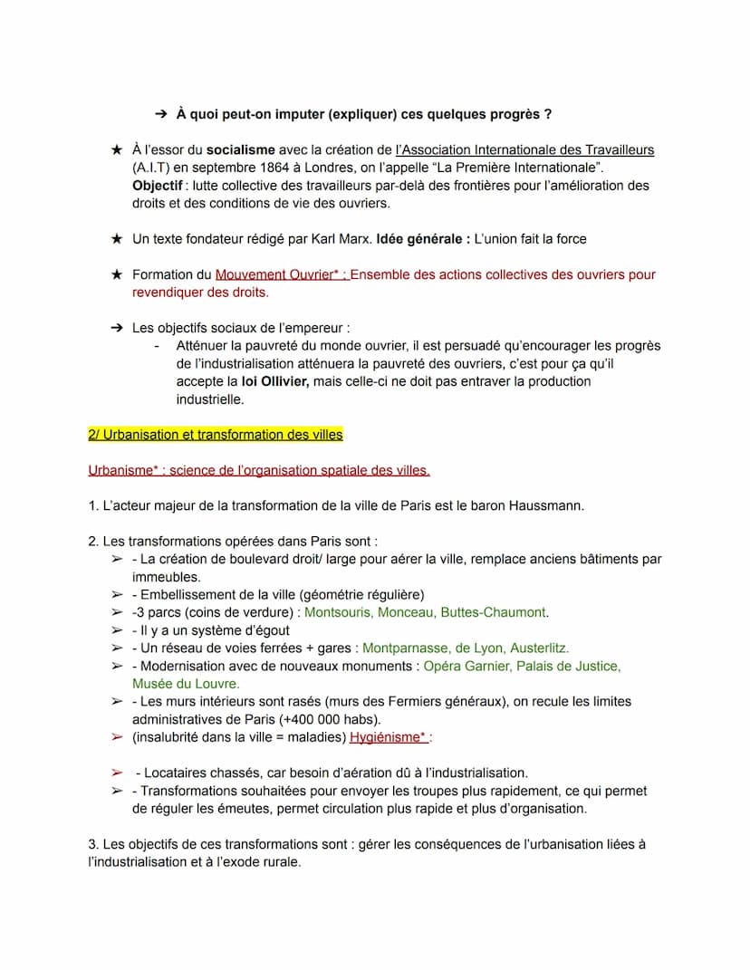 Chapitre 2: L'industrialisation et l'accélération des transformations économiques et
sociales en France (1848-1871)
Problématique : Comment 