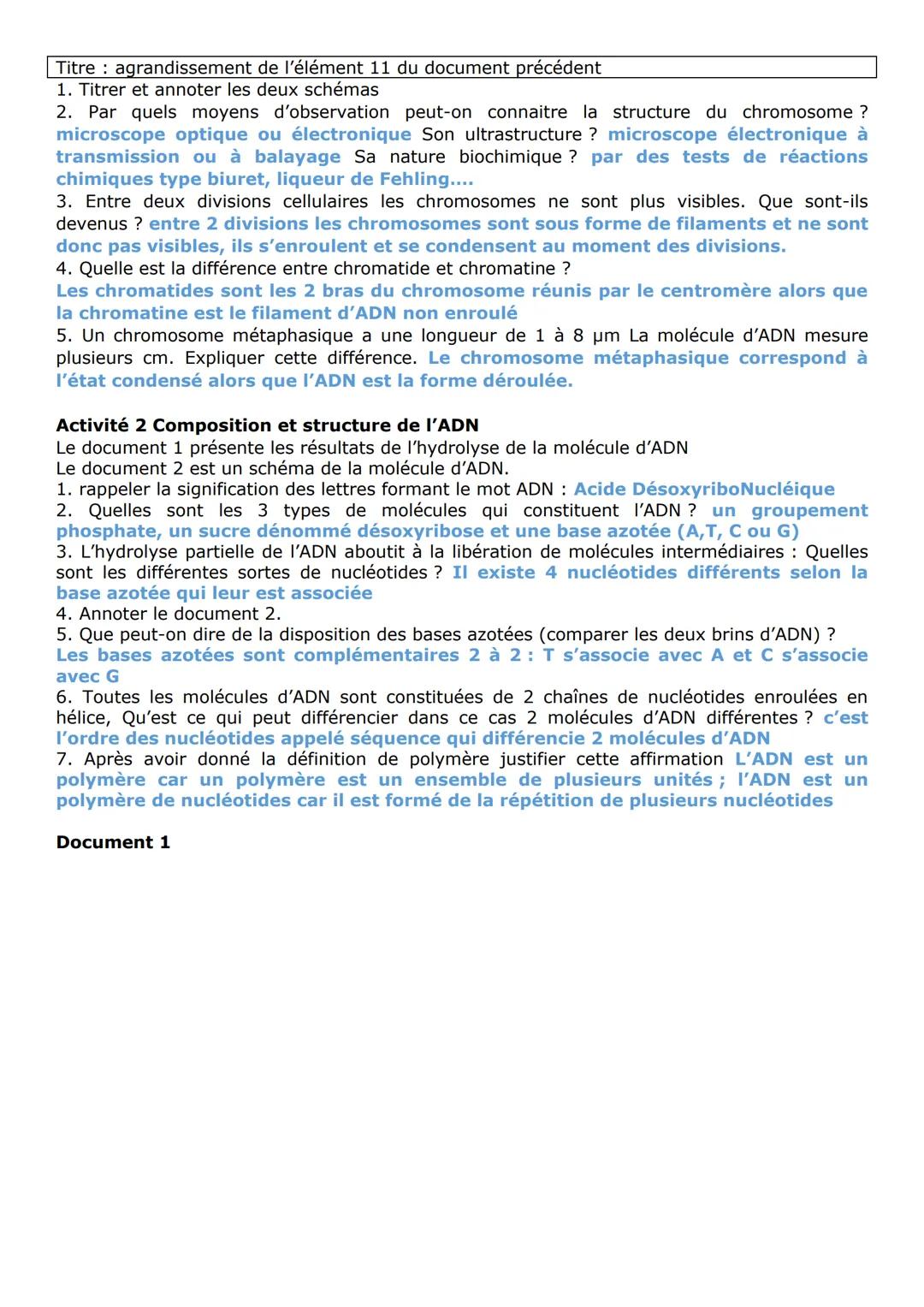 Partie 1 gènes et transmission de l'information génétique
Chap 1: cellule et information génétique
Activité 1 les différents niveaux d'organ