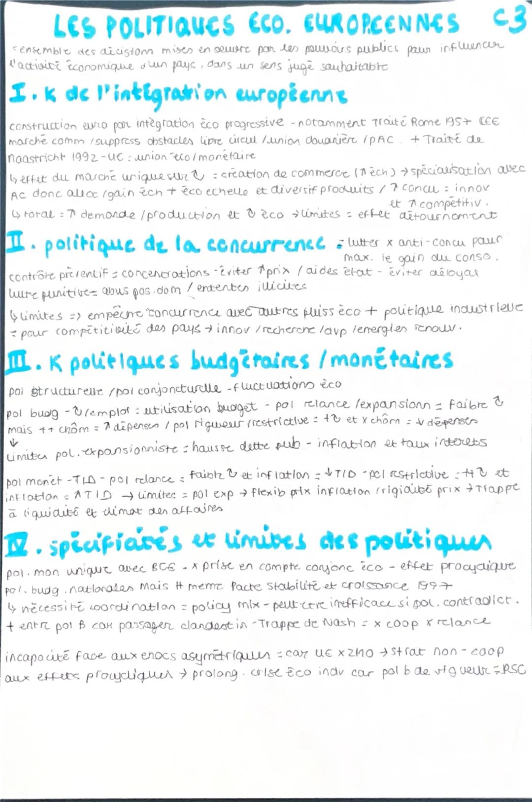 # LES POLITIQUES ECO. EUROPEENNES C3
`ensemble des décisions mises en oeuvre par les pouvoirs publics pour influencer l’activité économique 