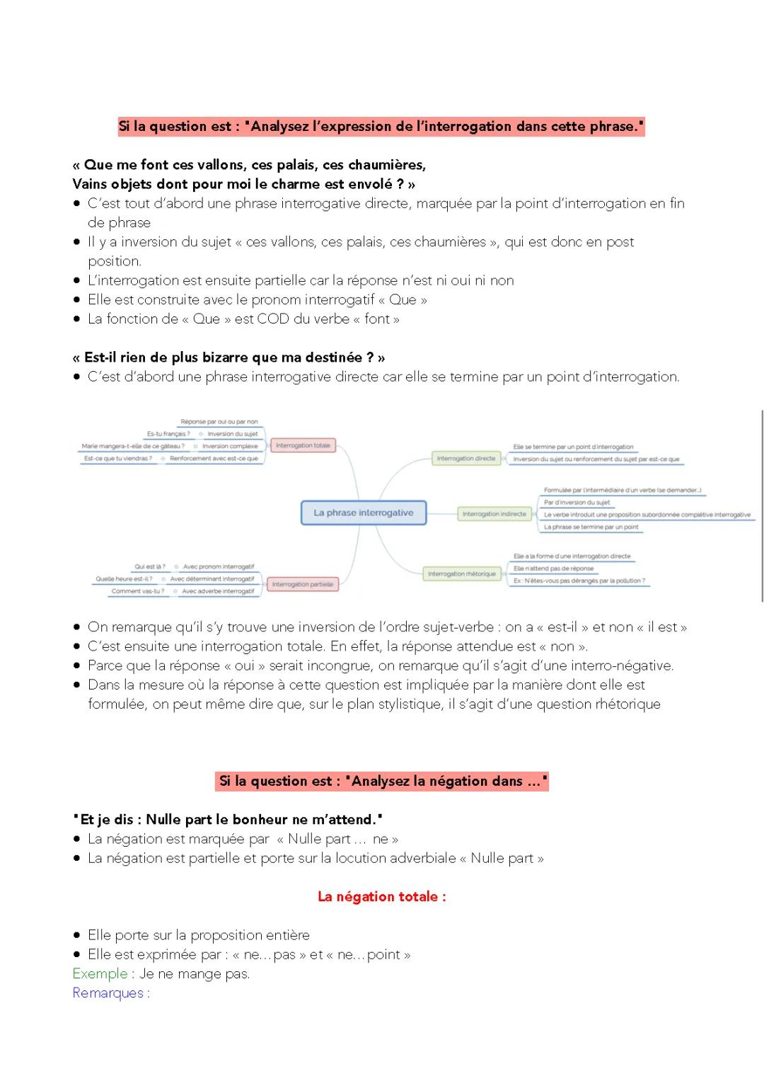 Fiche Grammaire Bac Français 2024: Questions et Exercices PDF