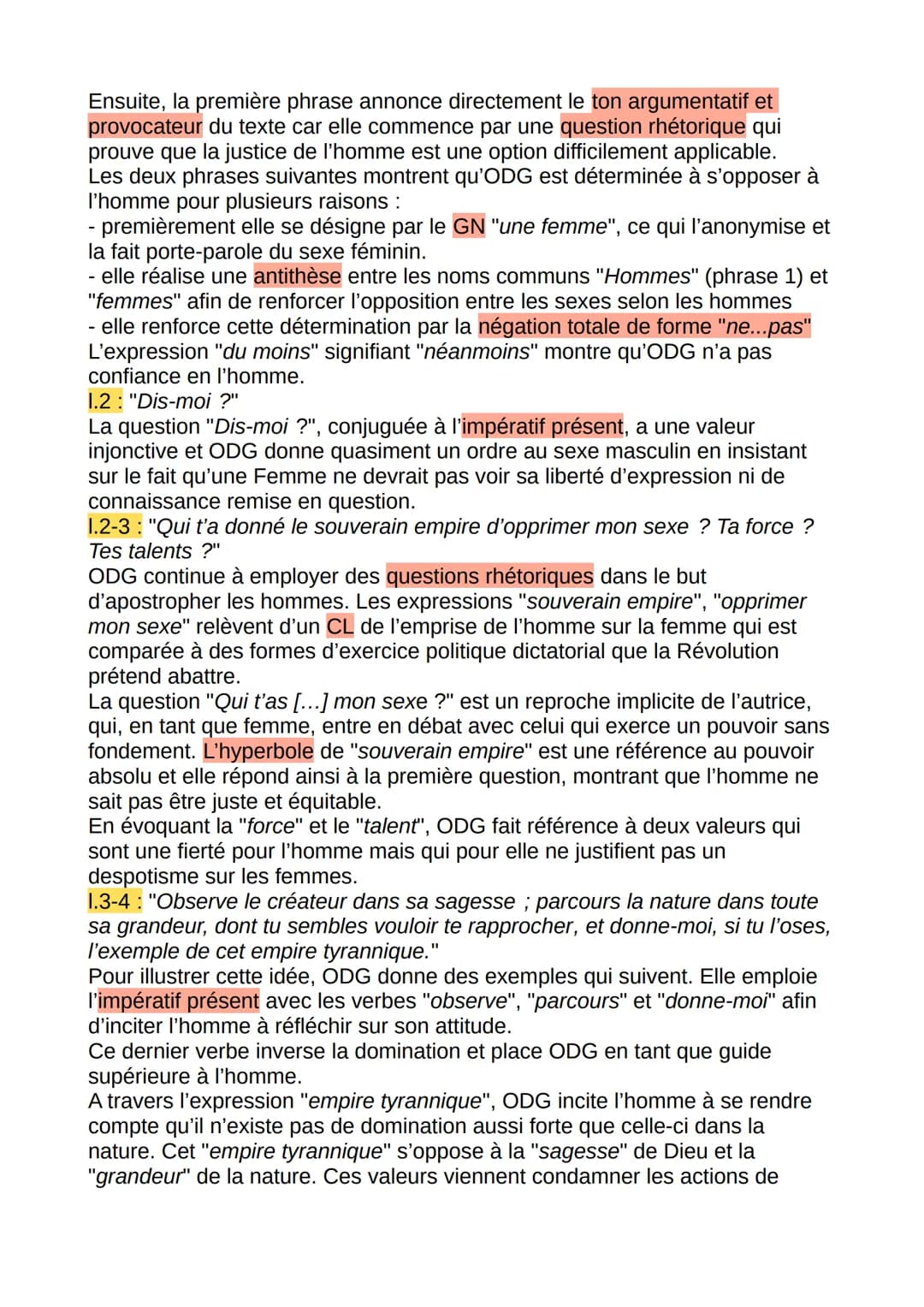Introduction :
ODG est une femme engagée dans la Révolution française avec une vision
féministe.
L'extrait que nous allons étudier est l'ava