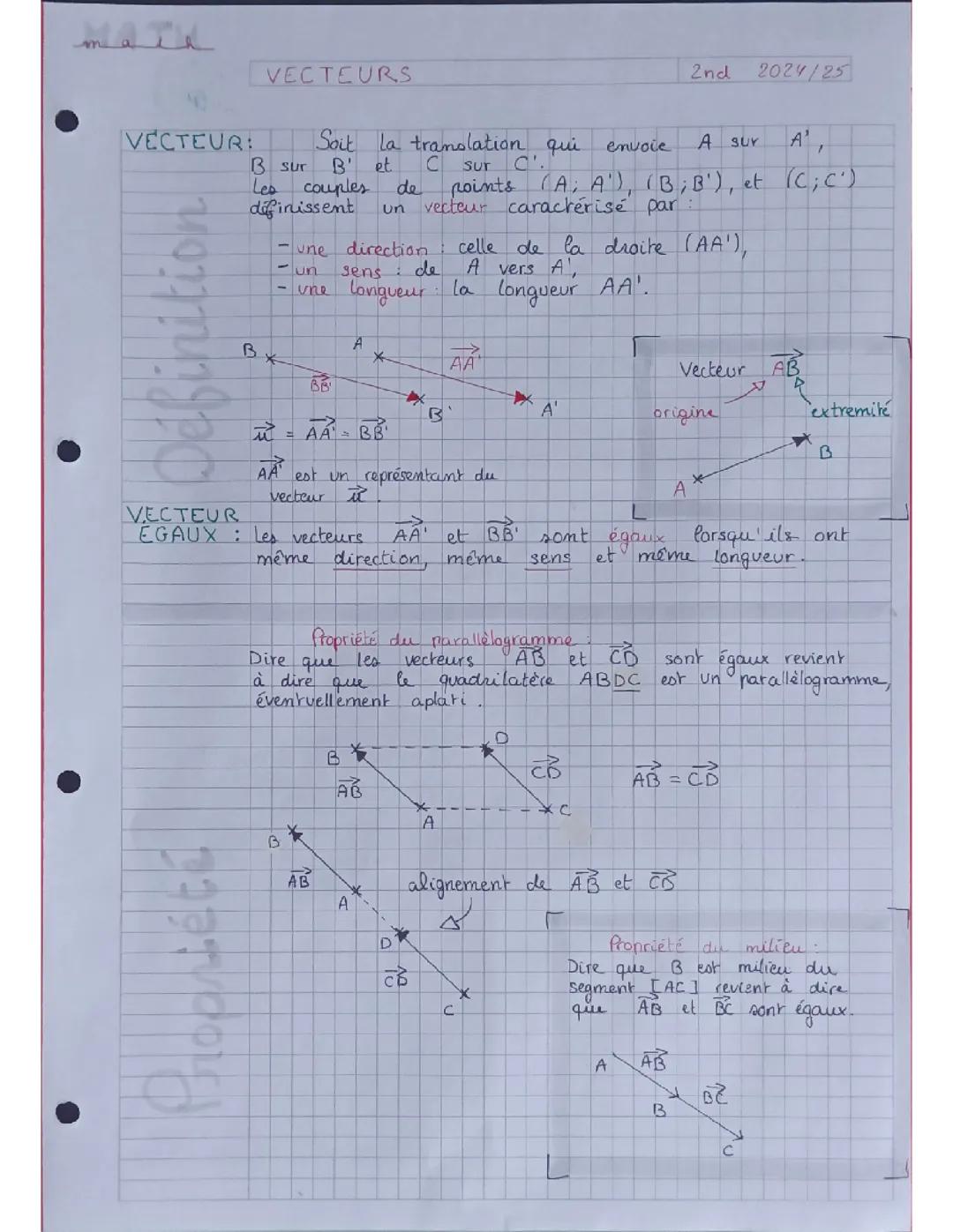 Comprendre les vecteurs en classe de seconde