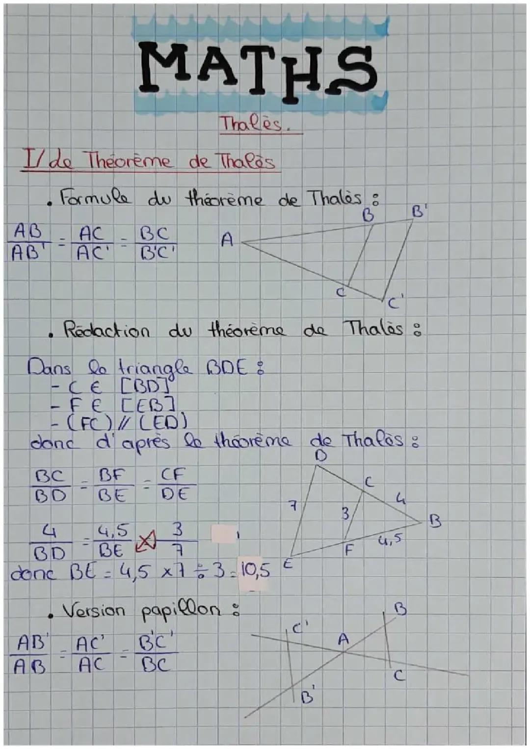 Tout sur le Théorème de Thalès : Formules et Exercices Corrigés 3ème et 4ème