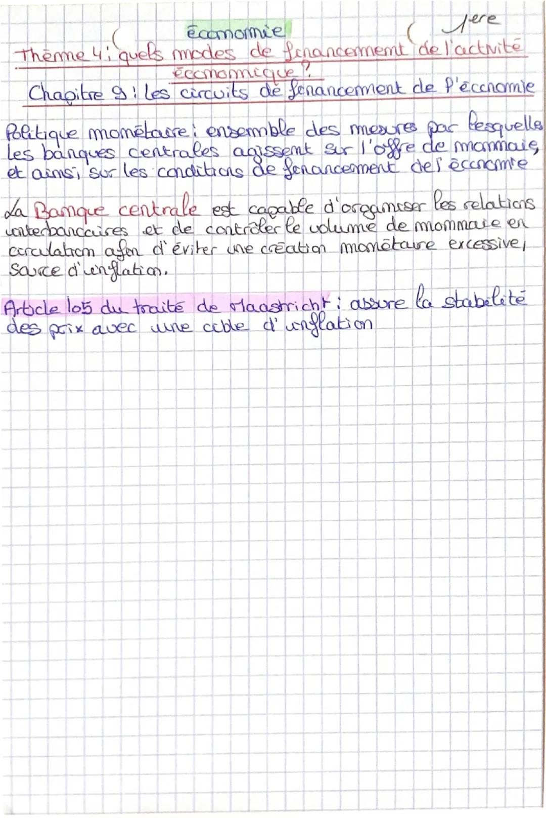 économie
Theme 4: quels modes de fimamcement de
I activité économique
Chapitre 5. Les circuits de financement de
Pecomomie.
Financement exte