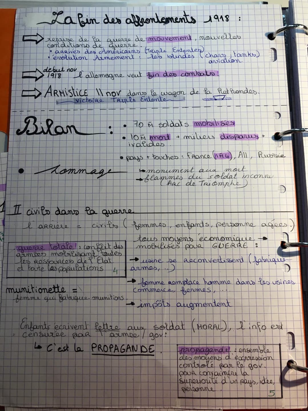 La fin des affrontements 1918:
•reprise de la guerre de mouvement, nouvelles
conditions de querre
• arrives des Américains (Riple Ententer
é