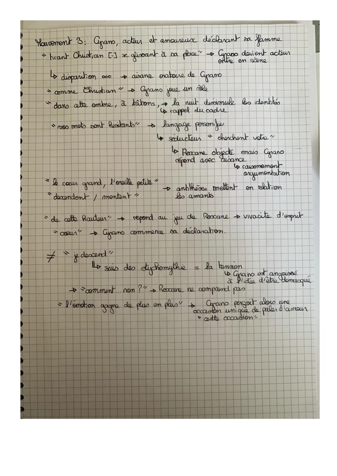# ANALYSE LINÉAIRE n°3
→ Cyrano de Bergerac d'Edmond Rostand, acte III, scène 7
Comment Cyrano déclare son amour pour
Roxanne à travers le m