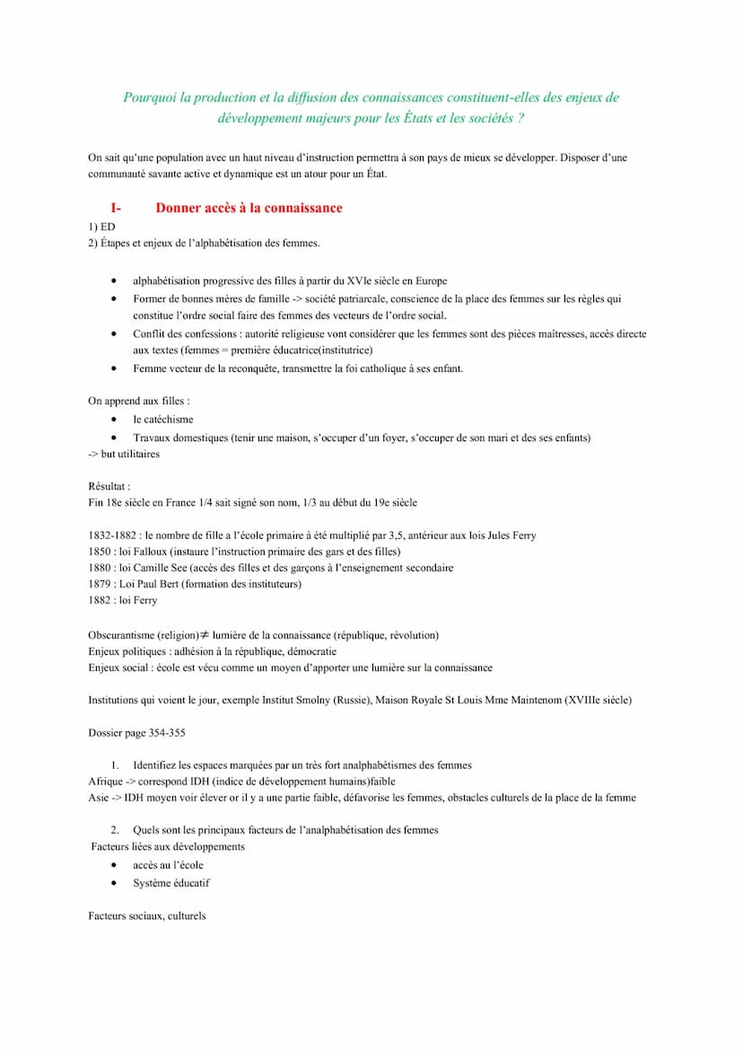 Thème 6: L'enjeu de la connaissance
Chapitre introductif
Objectifs :
- Présenter les conditions d'élaboration du savoir à l'échelle national