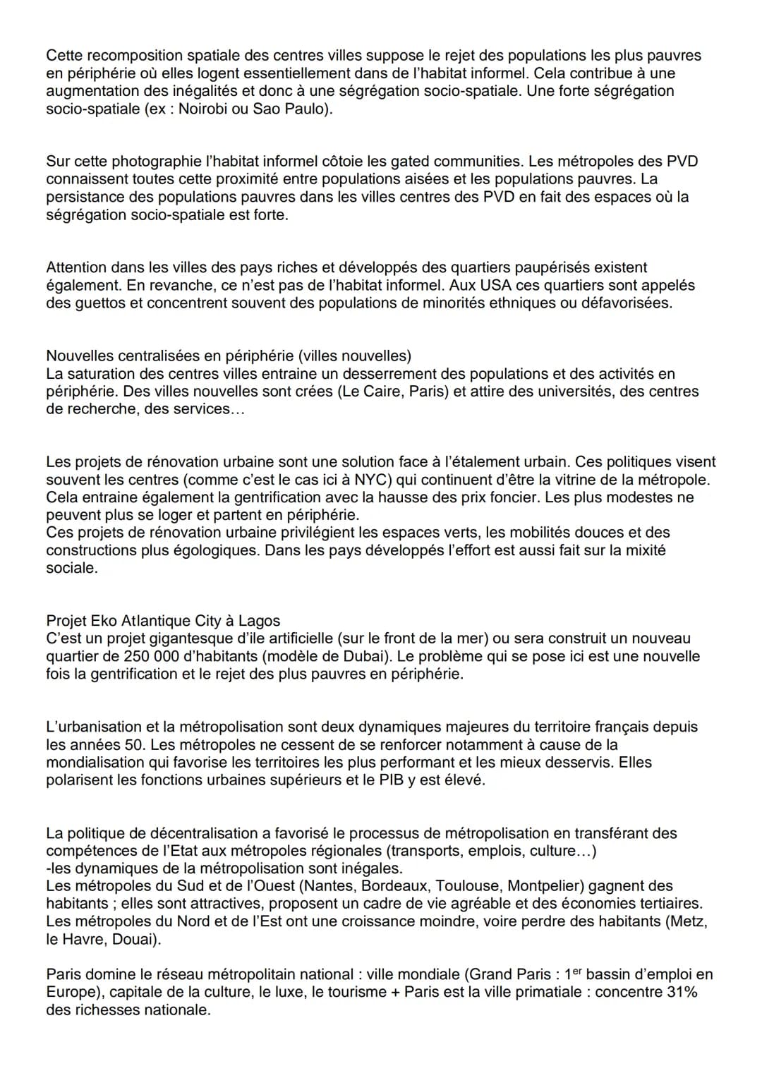 Thème 1: la métropolisation, un processus mondial différencié
Depuis 2007, plus de la moitié de la population mondial vit en ville. L'urbani
