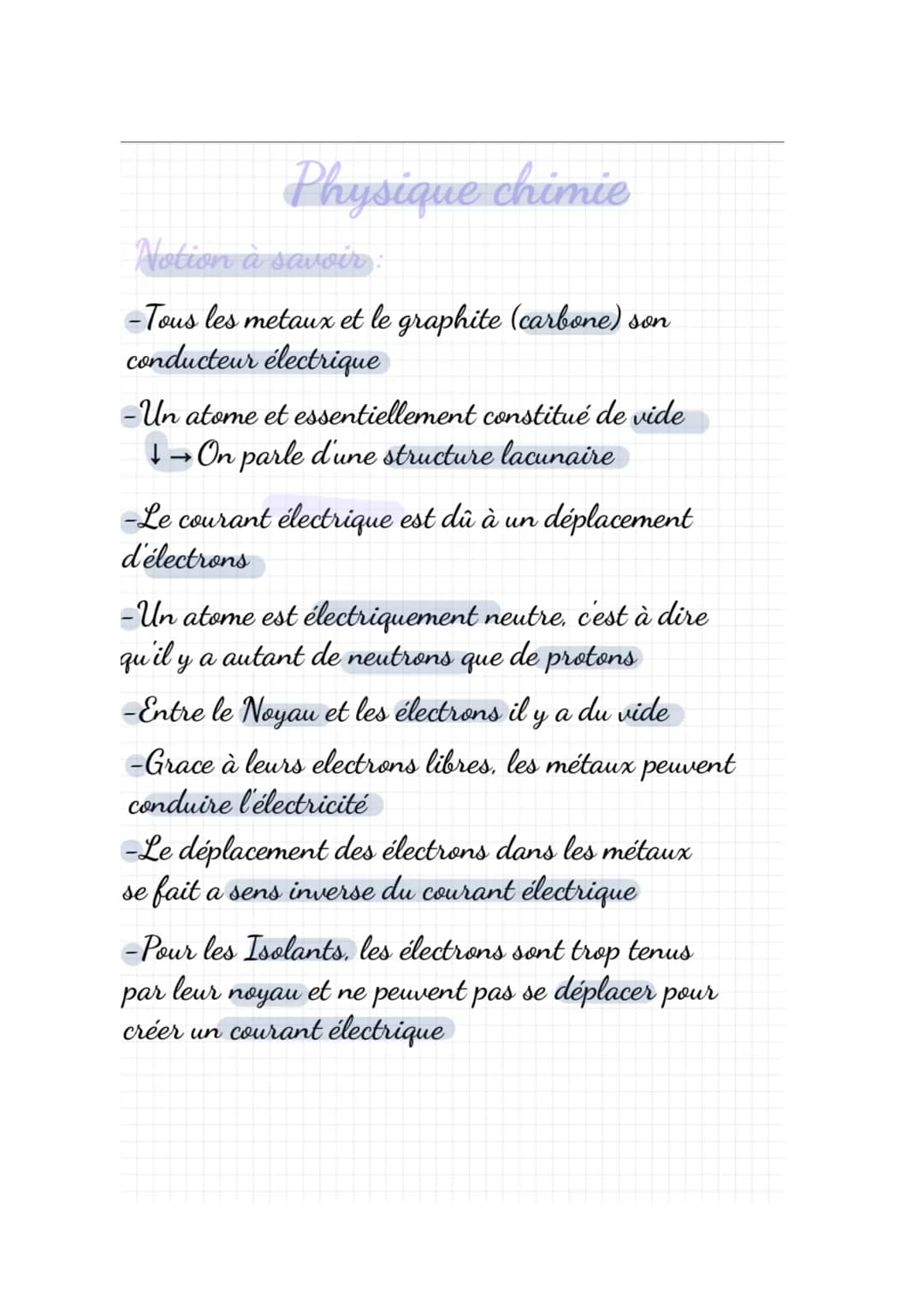 Conducteur
-Aluminium -Or
-Fer
-Cuivre
Physique chimie
Métaux
+
Schéma de l'atome:
+
-Argent
-Plomb
+
+
Isolants
-Caoutchouc -Laine
-Liege
S