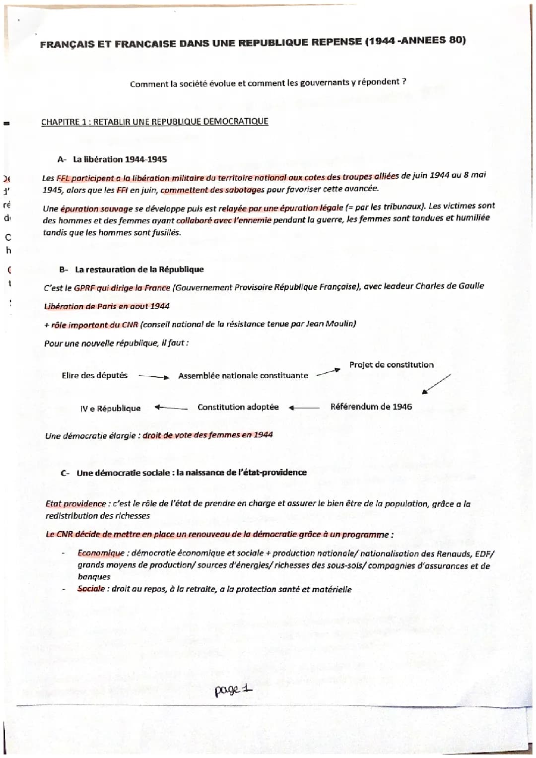 Français et française dans une république repensée (1944-annees 80)