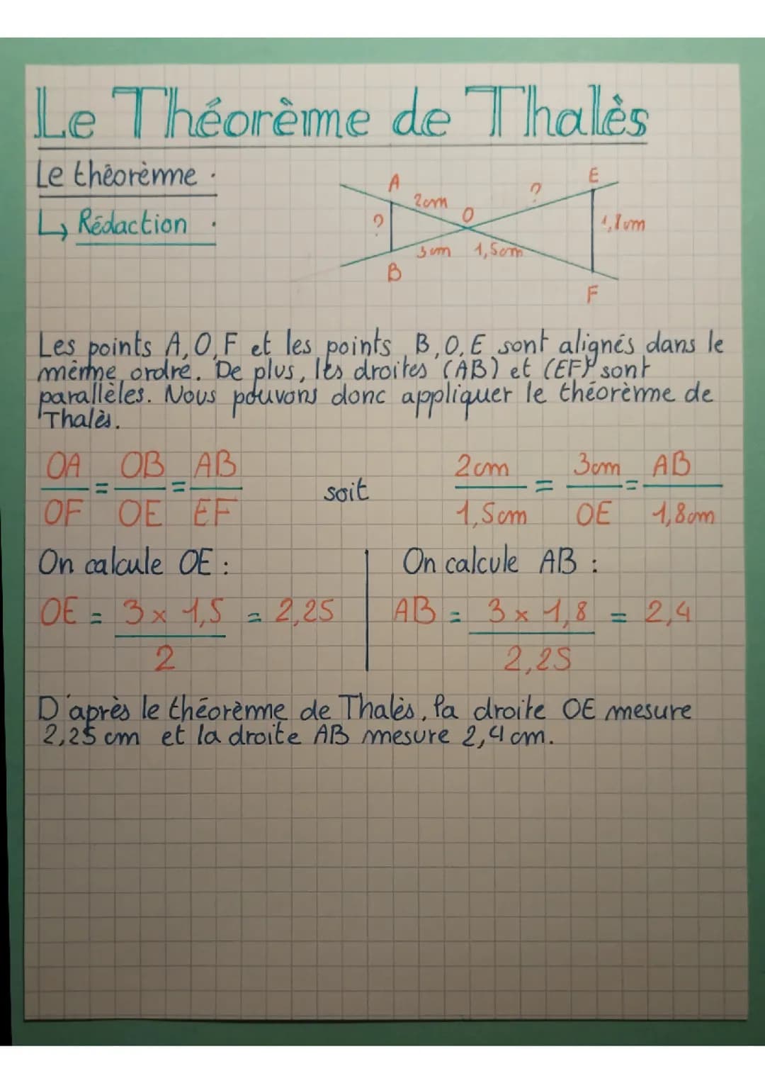 Le théorème de Thalès