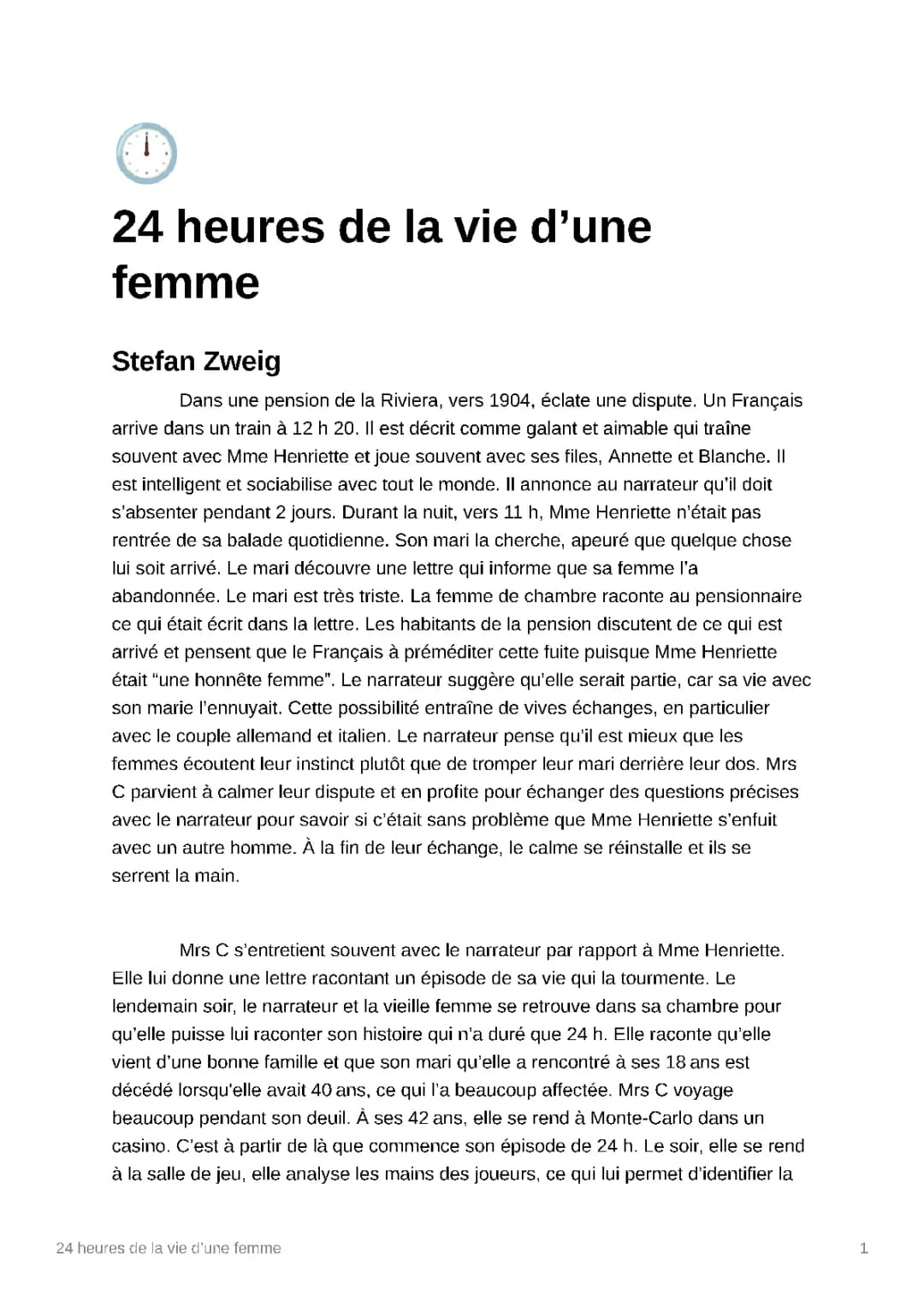 24 h de la vie d'une femme