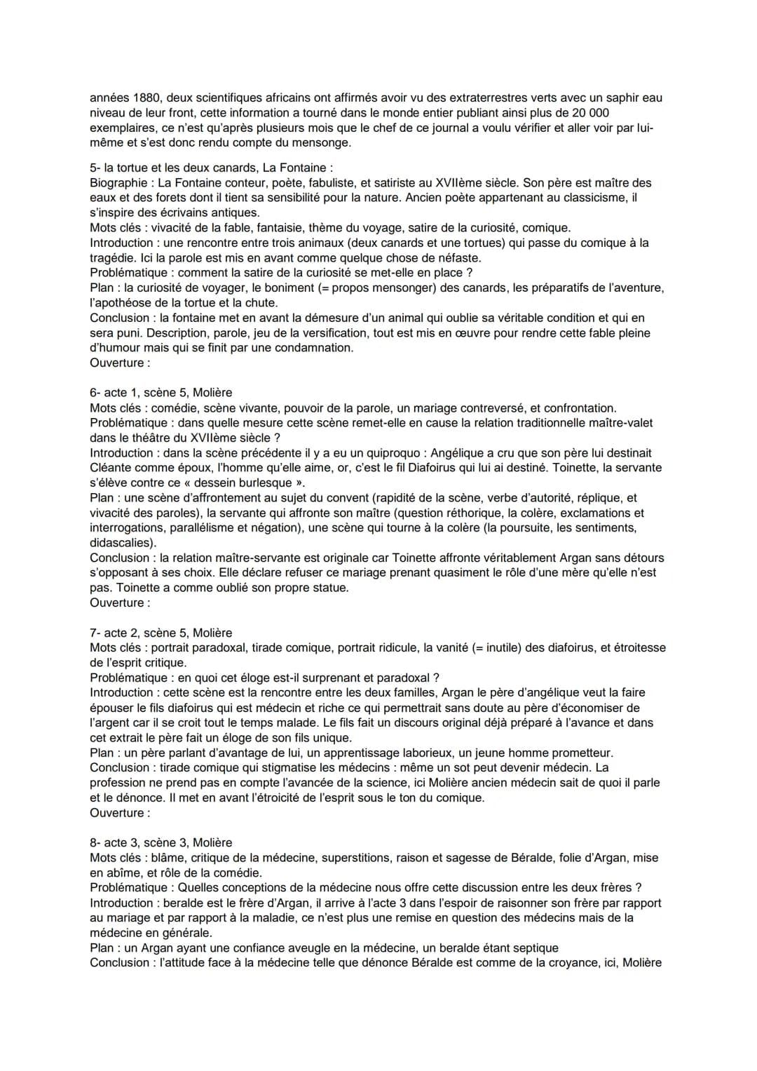 Baccalauréat français, 1ère partie :
PARCOURS LITTÉRAIRES :
1. Rire et Savoir
2. Spectacle et Comédie
3. Esthétique et Valeur
4. Modernité P
