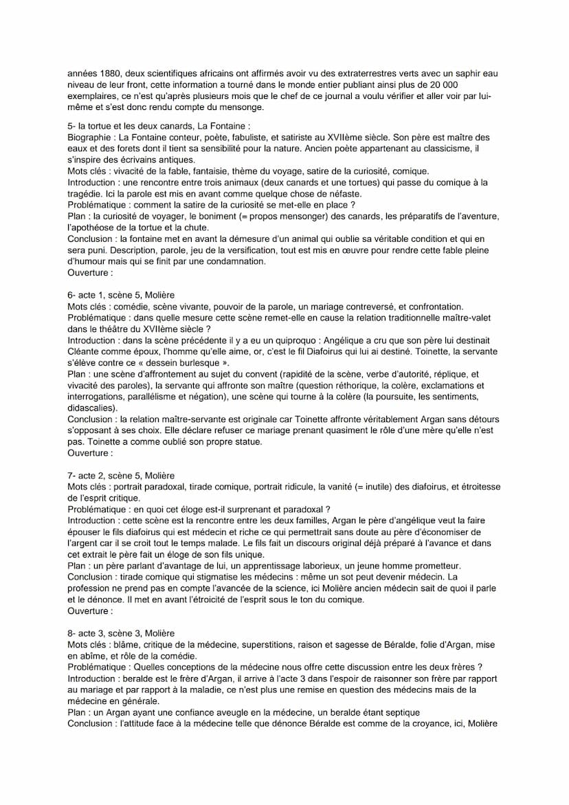 Baccalauréat français, 1ère partie :
PARCOURS LITTÉRAIRES :
1. Rire et Savoir
2. Spectacle et Comédie
3. Esthétique et Valeur
4. Modernité P