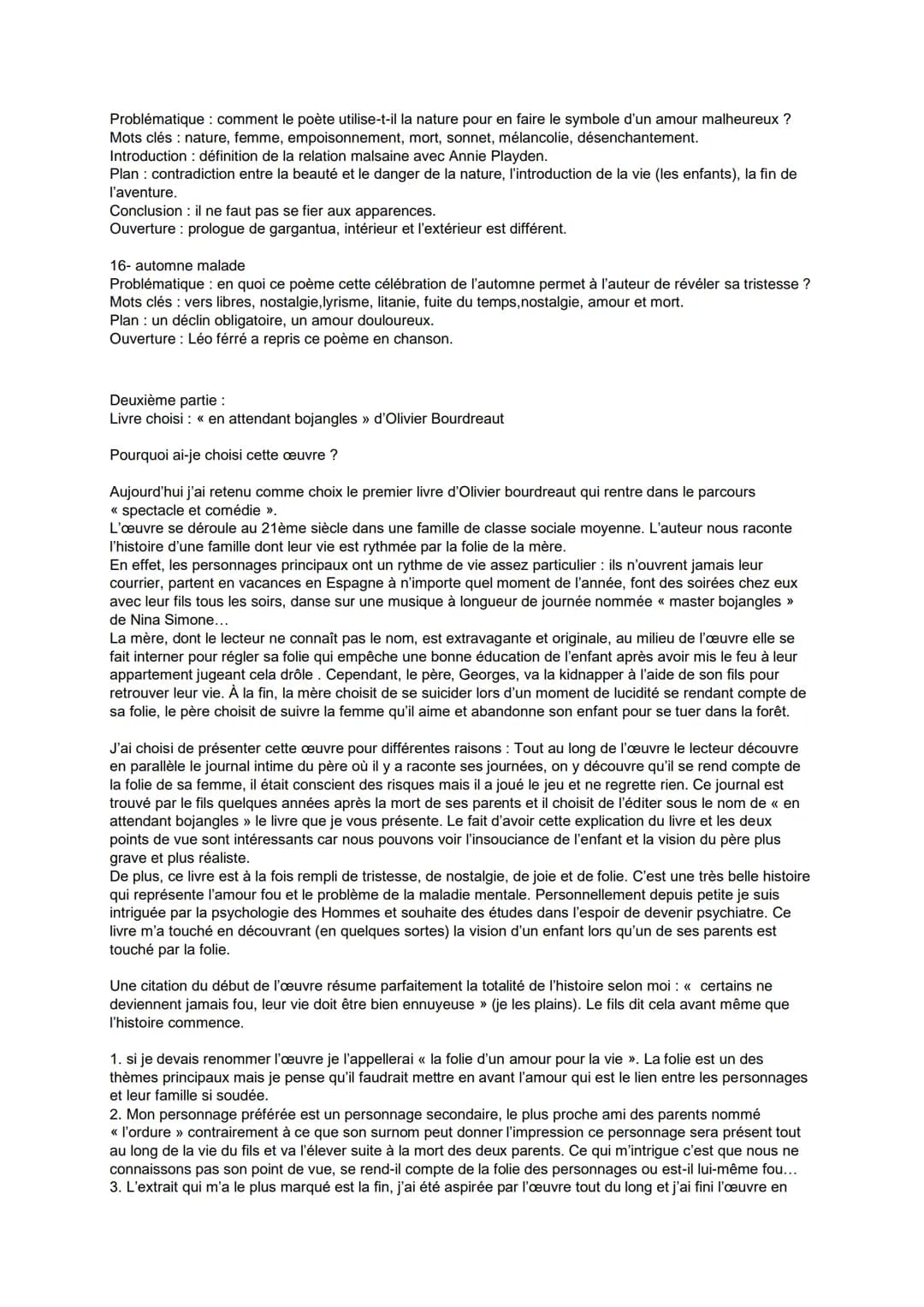 Baccalauréat français, 1ère partie :
PARCOURS LITTÉRAIRES :
1. Rire et Savoir
2. Spectacle et Comédie
3. Esthétique et Valeur
4. Modernité P