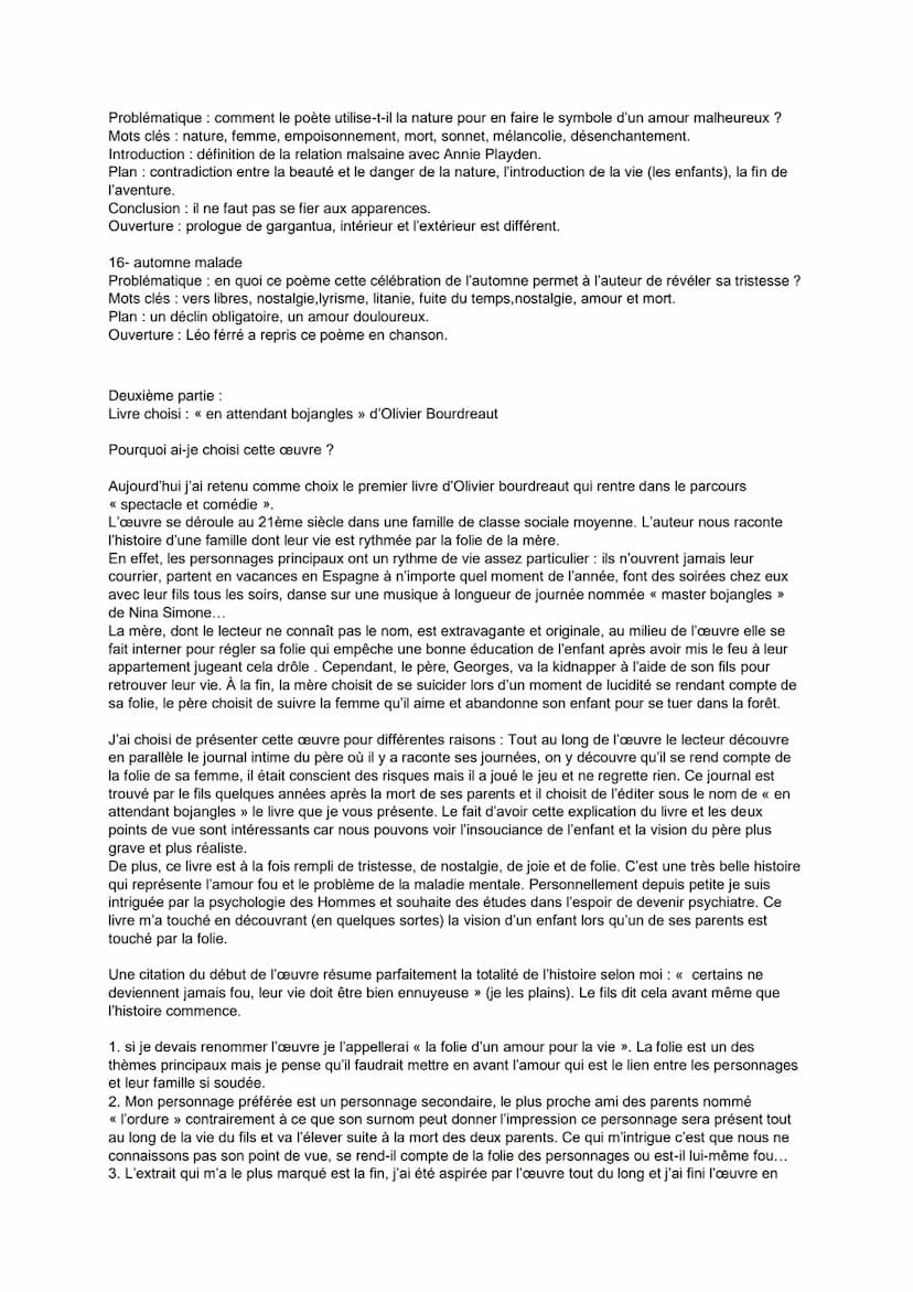 Baccalauréat français, 1ère partie :
PARCOURS LITTÉRAIRES :
1. Rire et Savoir
2. Spectacle et Comédie
3. Esthétique et Valeur
4. Modernité P