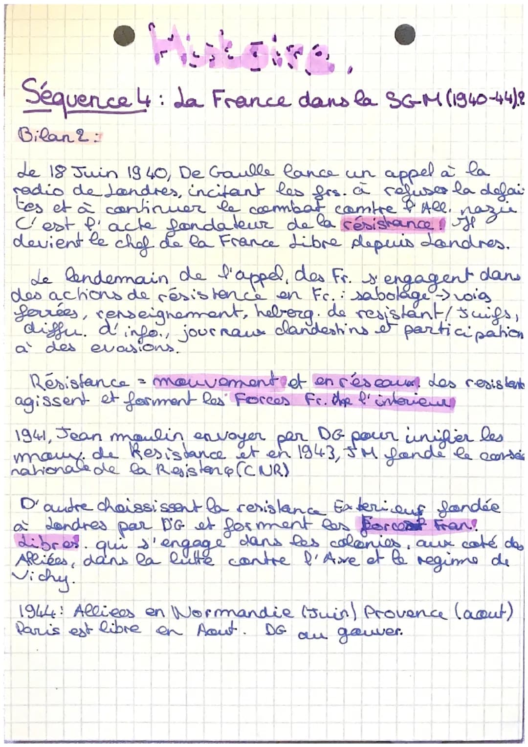 Mieleing
Séquence 4: La France dans la SGM (1340-+4).
P
Définitions:
Révolution nationale: ideologie du régime de Vichy
qui s'attache à rest