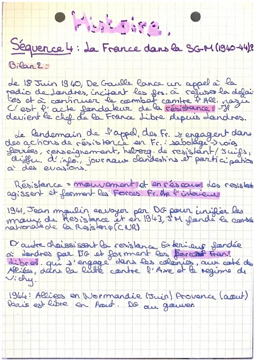 Mieleing
Séquence 4: La France dans la SGM (1340-+4).
P
Définitions:
Révolution nationale: ideologie du régime de Vichy
qui s'attache à rest