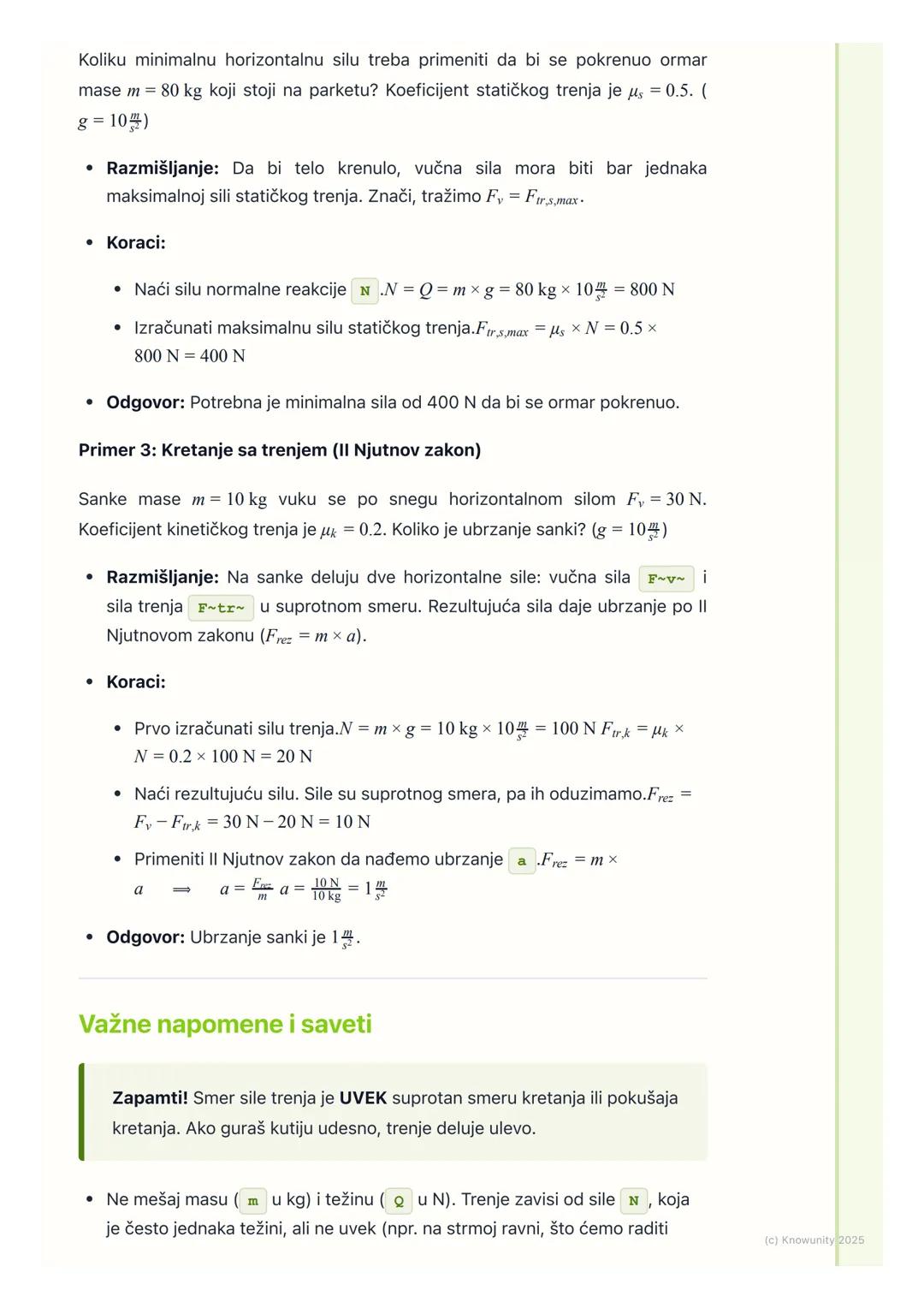 # Sila trenja

Uvod u silu trenja

Sila trenja je sila koja se javlja na dodirnoj površini dva tela i uvek se protivi
njihovom međusobnom kr
