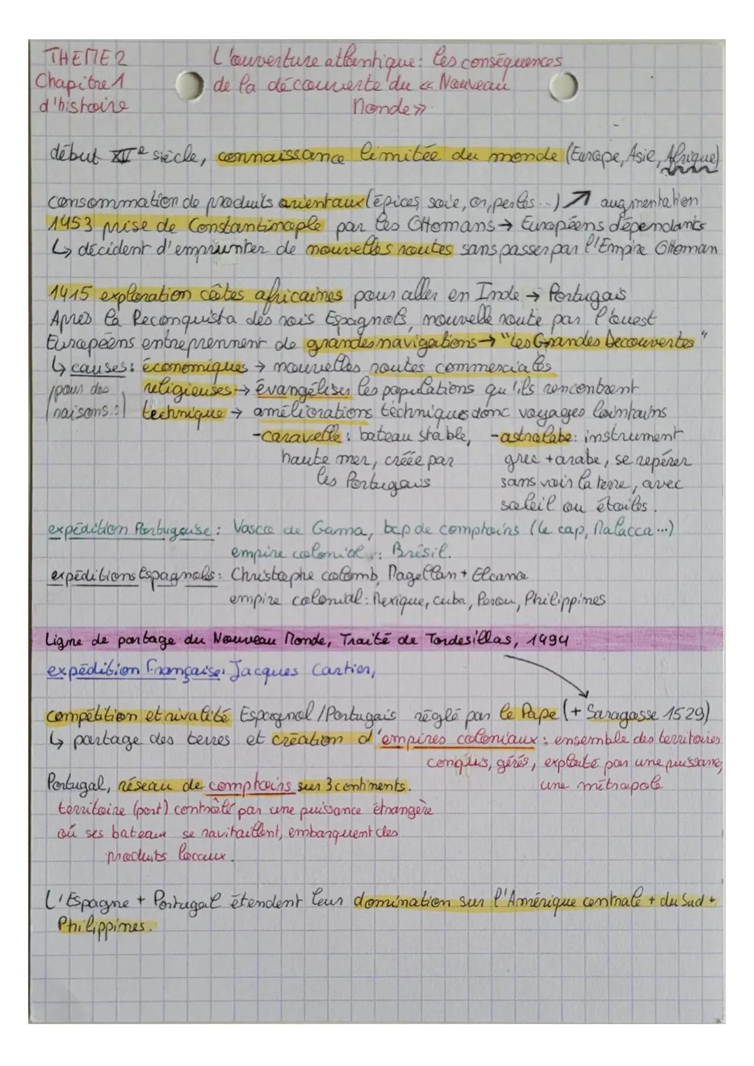 THEME 2
Chapitre 1
d'histoire

L'ouverture atbentique: les conséquences
O de la découverte du « Nouveau
Nonde

début I siècle, connaissance 