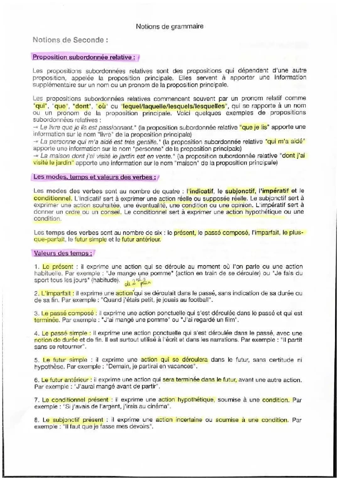 Notions de grammaire - Oral du bac de français 