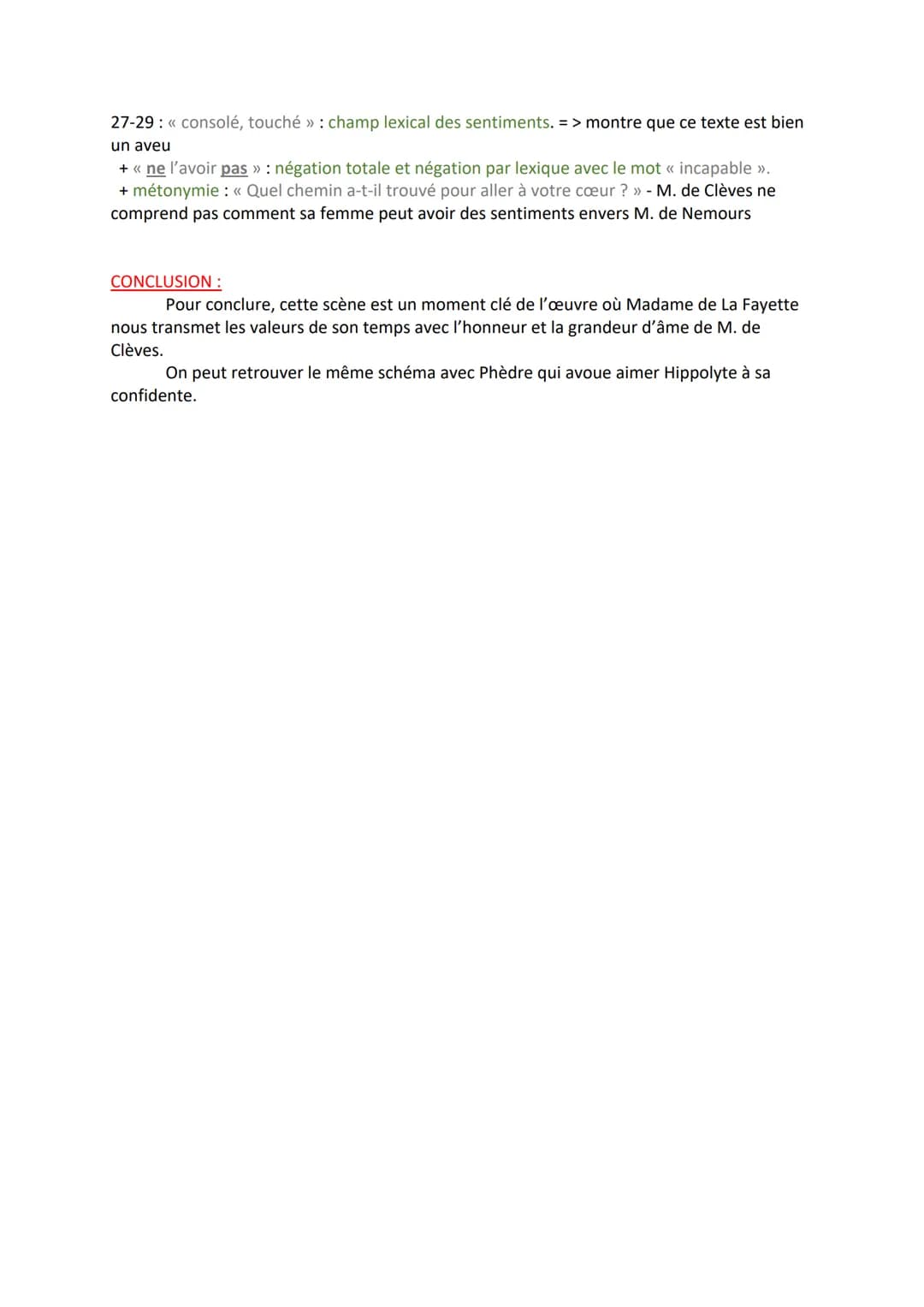 Texte 2: L'aveu
<< Eh bien, Monsieur, lui répondit-elle en se jetant à ses genoux, je vais vous faire un
aveu que l'on n'a jamais fait à son