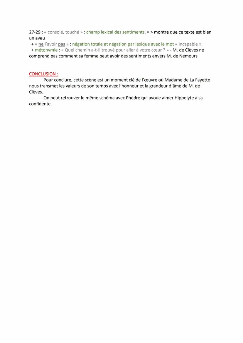 Texte 2: L'aveu
<< Eh bien, Monsieur, lui répondit-elle en se jetant à ses genoux, je vais vous faire un
aveu que l'on n'a jamais fait à son