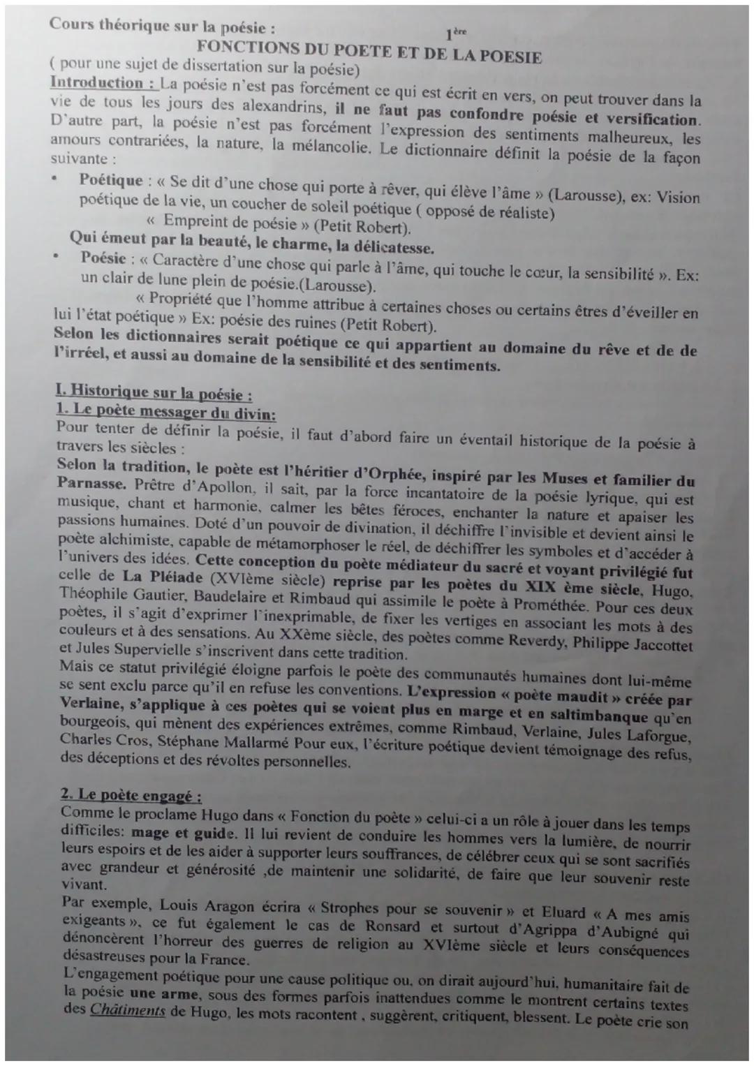 Cours sur la poésie pour le bac de français.