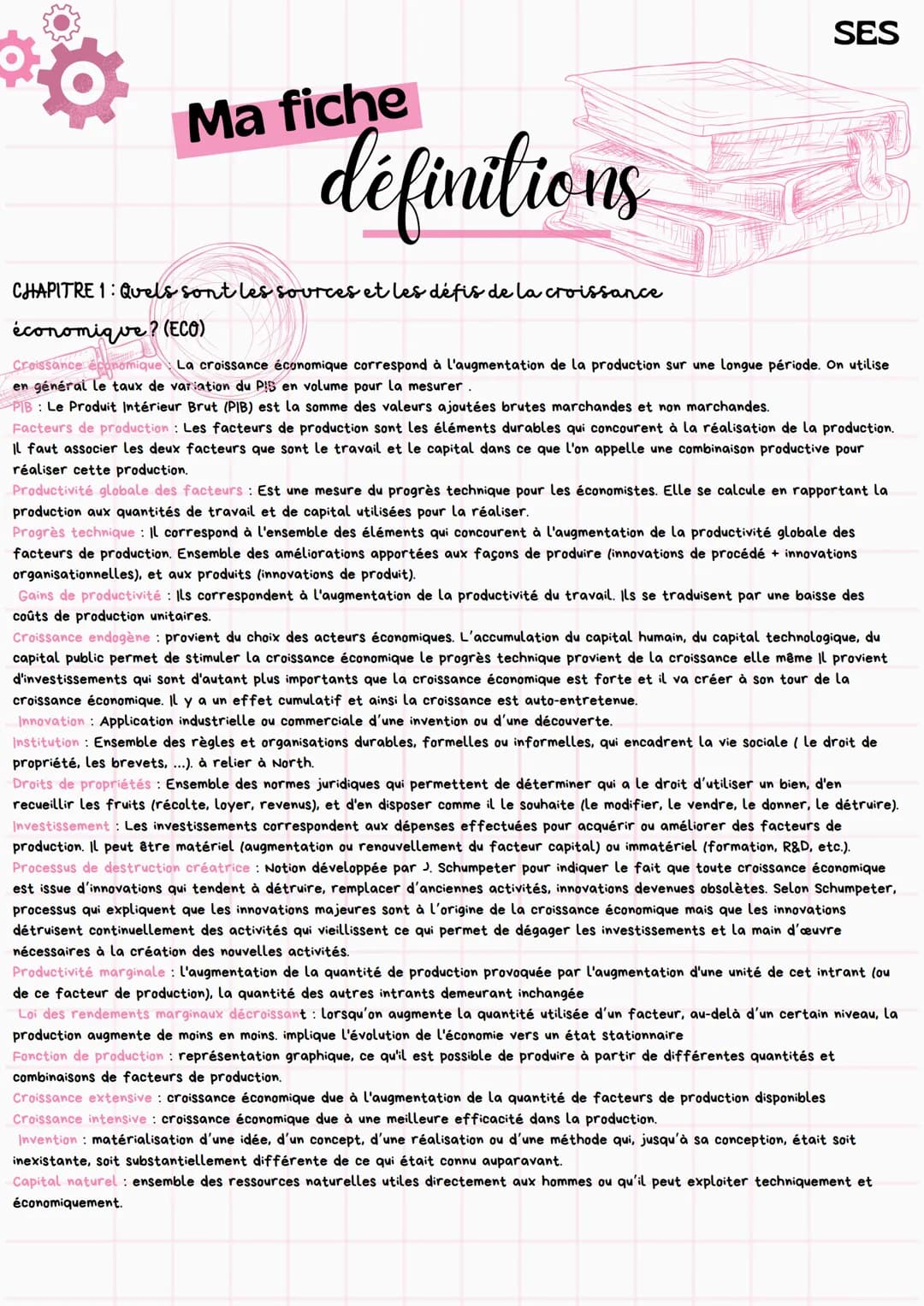 Définitions de SES (terminale)