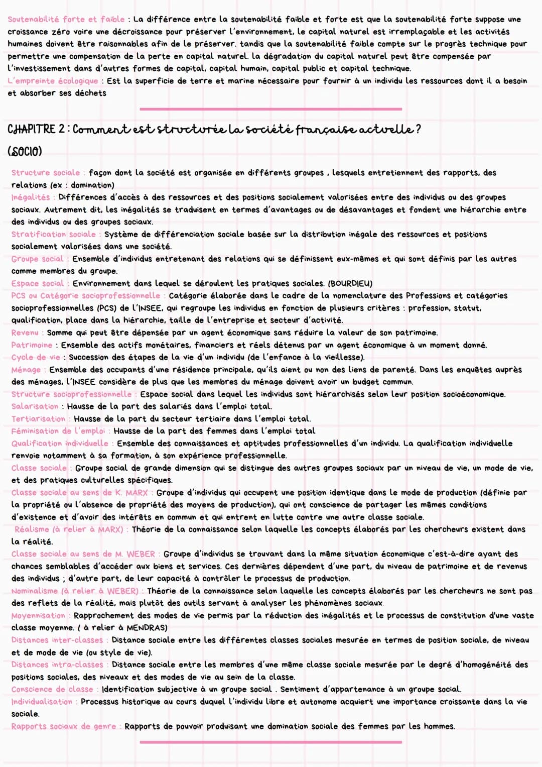 SES
Ma fiche
définitions
CHAPITRE 1: Quels sont les sources et les défis de la croissance
économique? (ECO)
Croissance économique La croissa