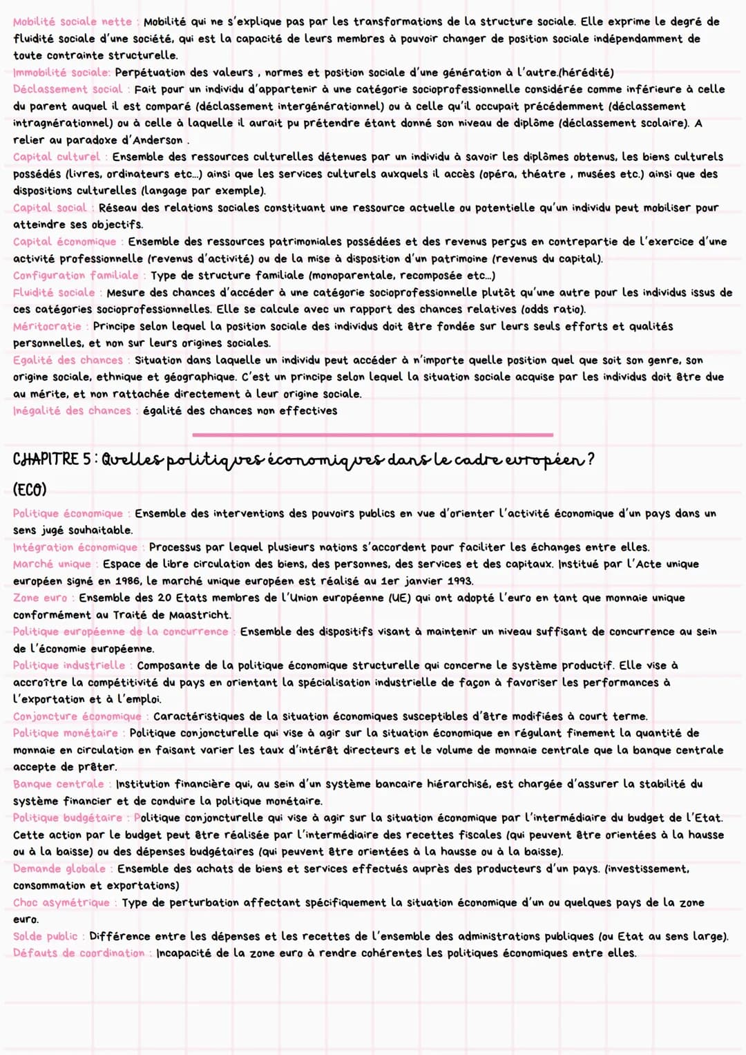 SES
Ma fiche
définitions
CHAPITRE 1: Quels sont les sources et les défis de la croissance
économique? (ECO)
Croissance économique La croissa