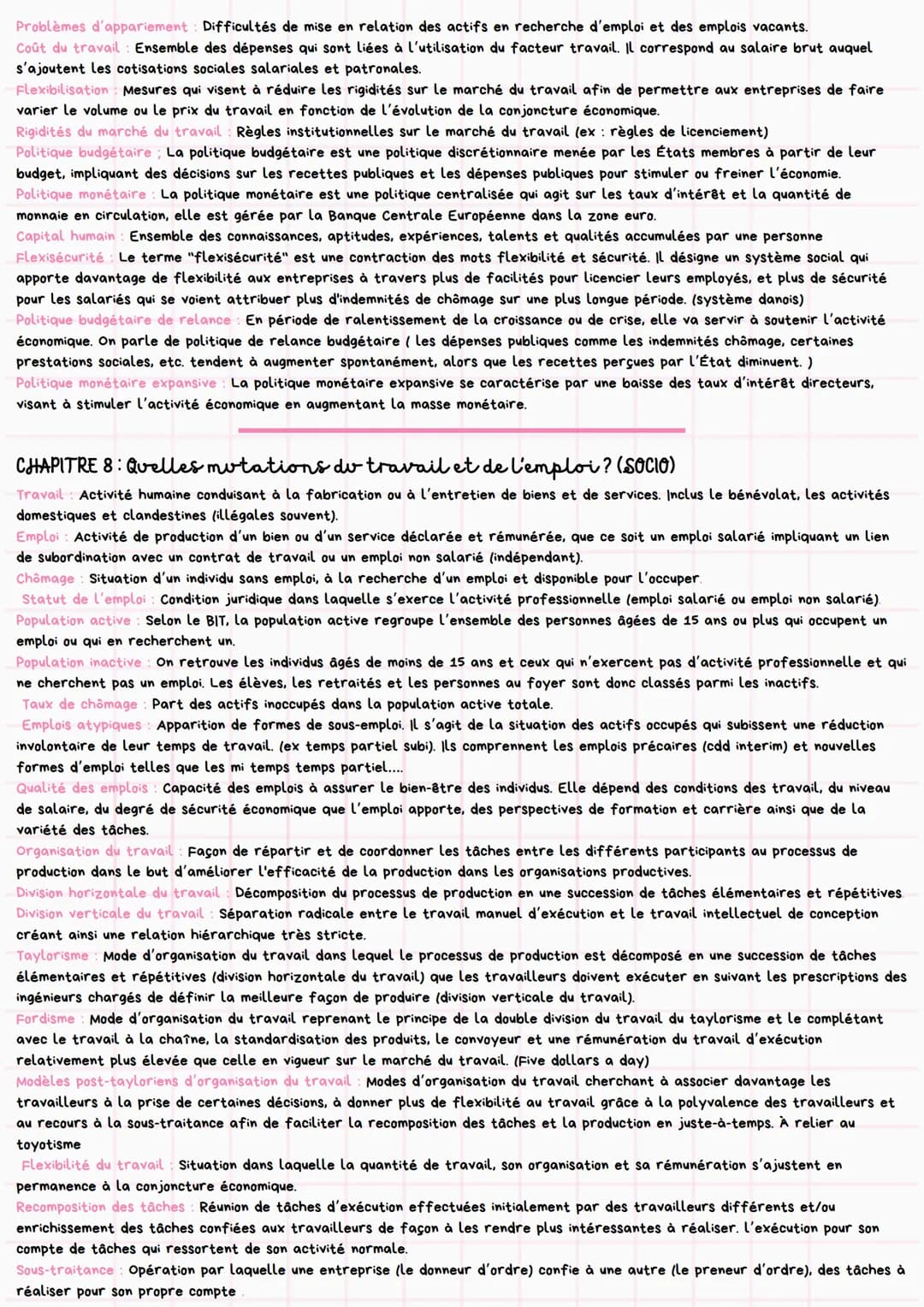 SES
Ma fiche
définitions
CHAPITRE 1: Quels sont les sources et les défis de la croissance
économique? (ECO)
Croissance économique La croissa