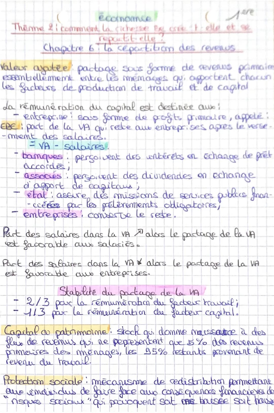 éconcance
Here
Theme 21 comment la richesse B care telle et g
repo.Et elle?
Chapitre 6 la separtition des revenus
valeur ajoutée partage sou
