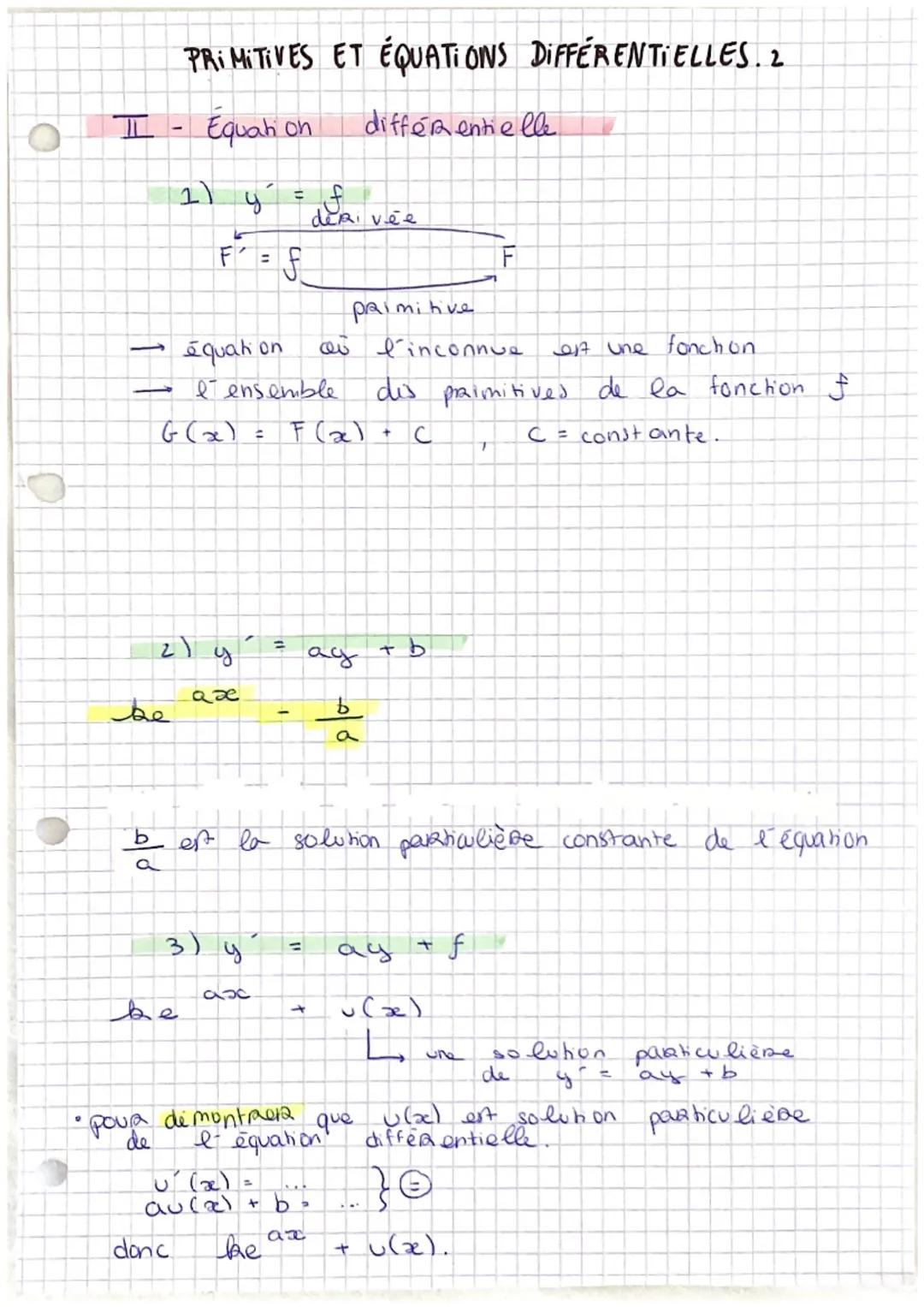 # PRIMITIVES ET ÉQUATIONS DIFFÉRENTIELLES. 1

I- Operations

1) Fonctions de Déférence

| f(x) | PRI miti ve F (el |
|---|---|
| $k$ | $kx +