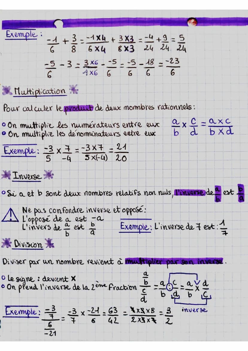 Quotients Egaux
Propriété: un quotient ne change pas quand on multiplie ou
divise son numérateur et son denominateur par un mêm
nombre non-n