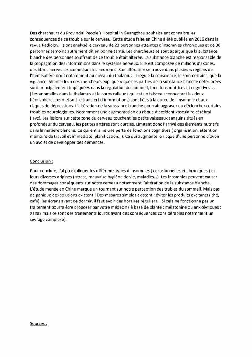Grand oral svt :
Introduction :
Un français sur cinq souffre d'insomnies, elle est sévère dans 9% des cas selon l'institut national du
somme