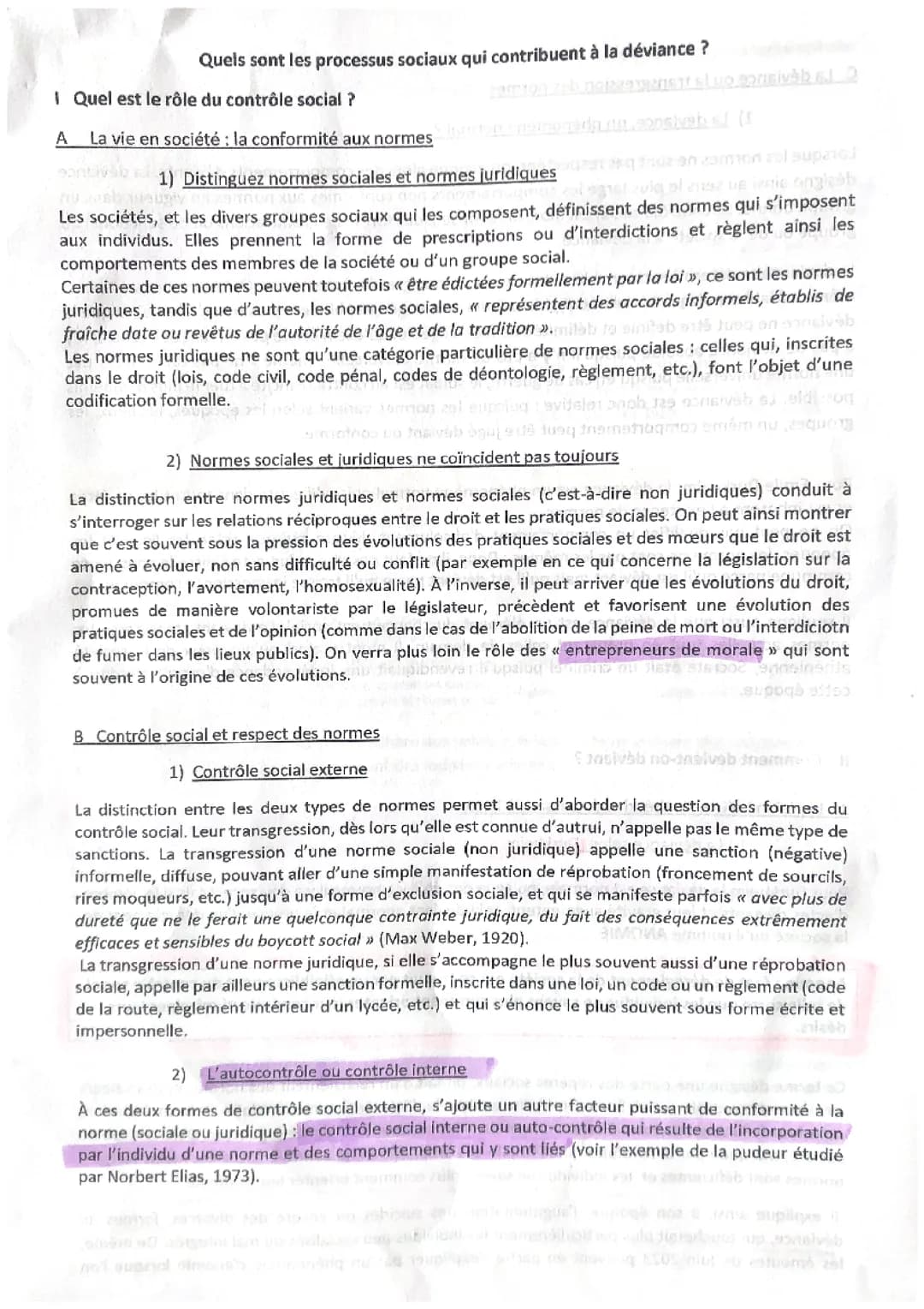 Quels sont les processus sociaux qui contribuent à la déviance ?