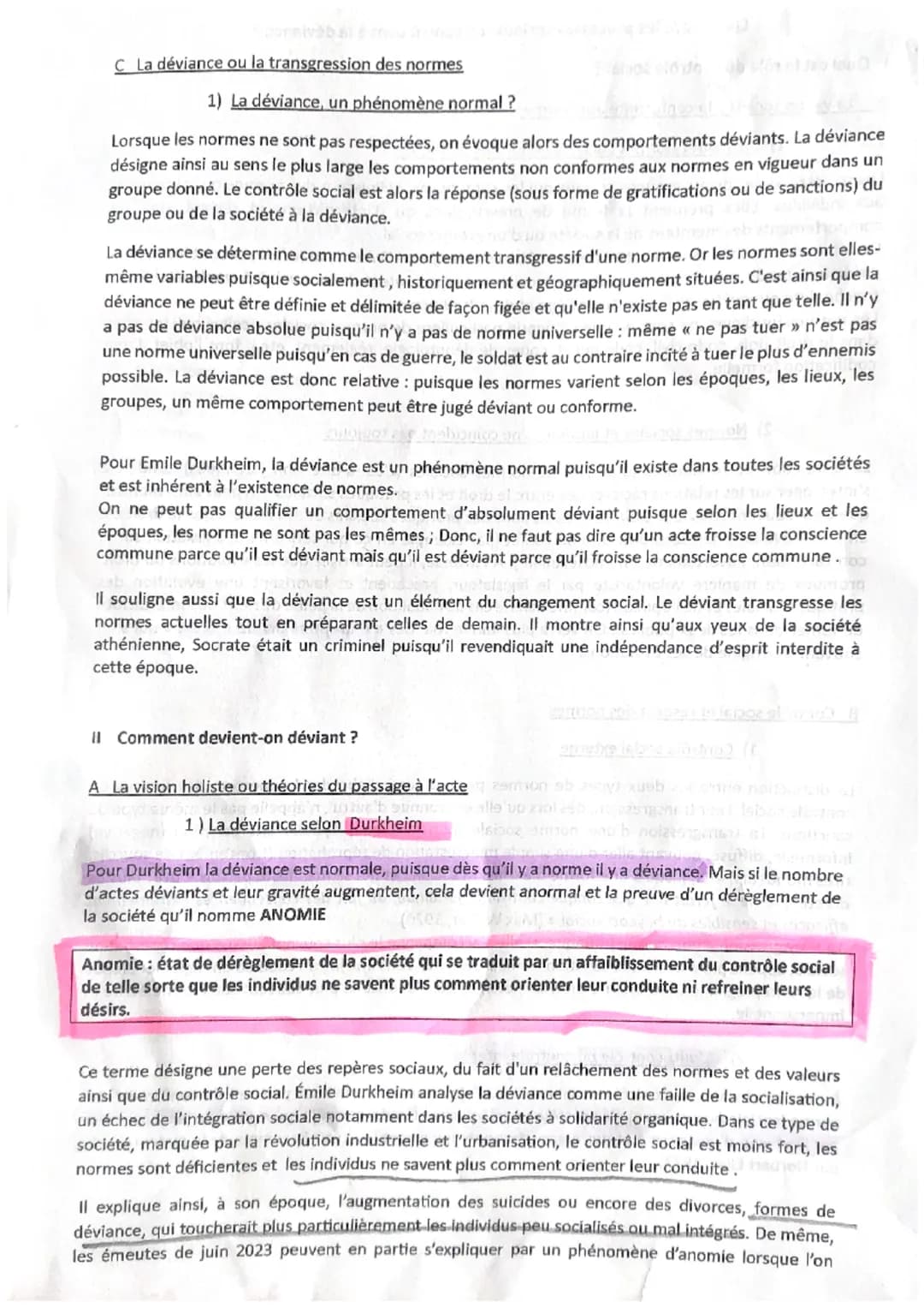 Quels sont les processus sociaux qui contribuent à la déviance ?
1 Quel est le rôle du contrôle social?
A La vie en société : la conformité 