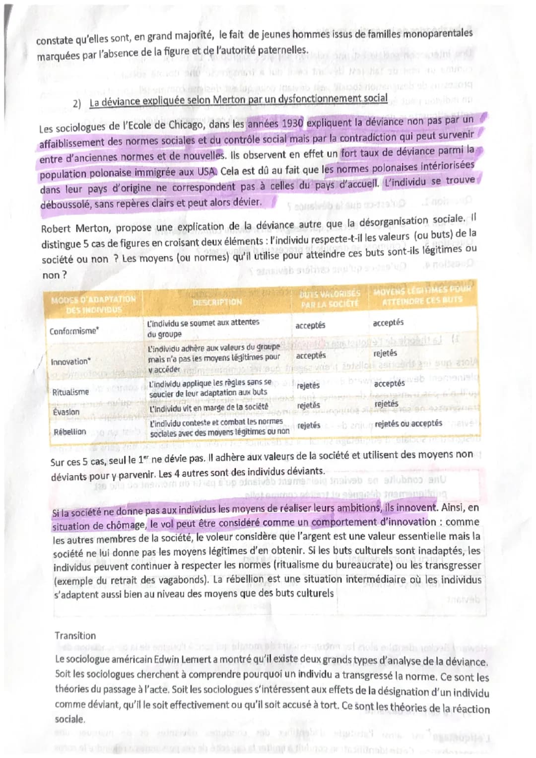 Quels sont les processus sociaux qui contribuent à la déviance ?
1 Quel est le rôle du contrôle social?
A La vie en société : la conformité 