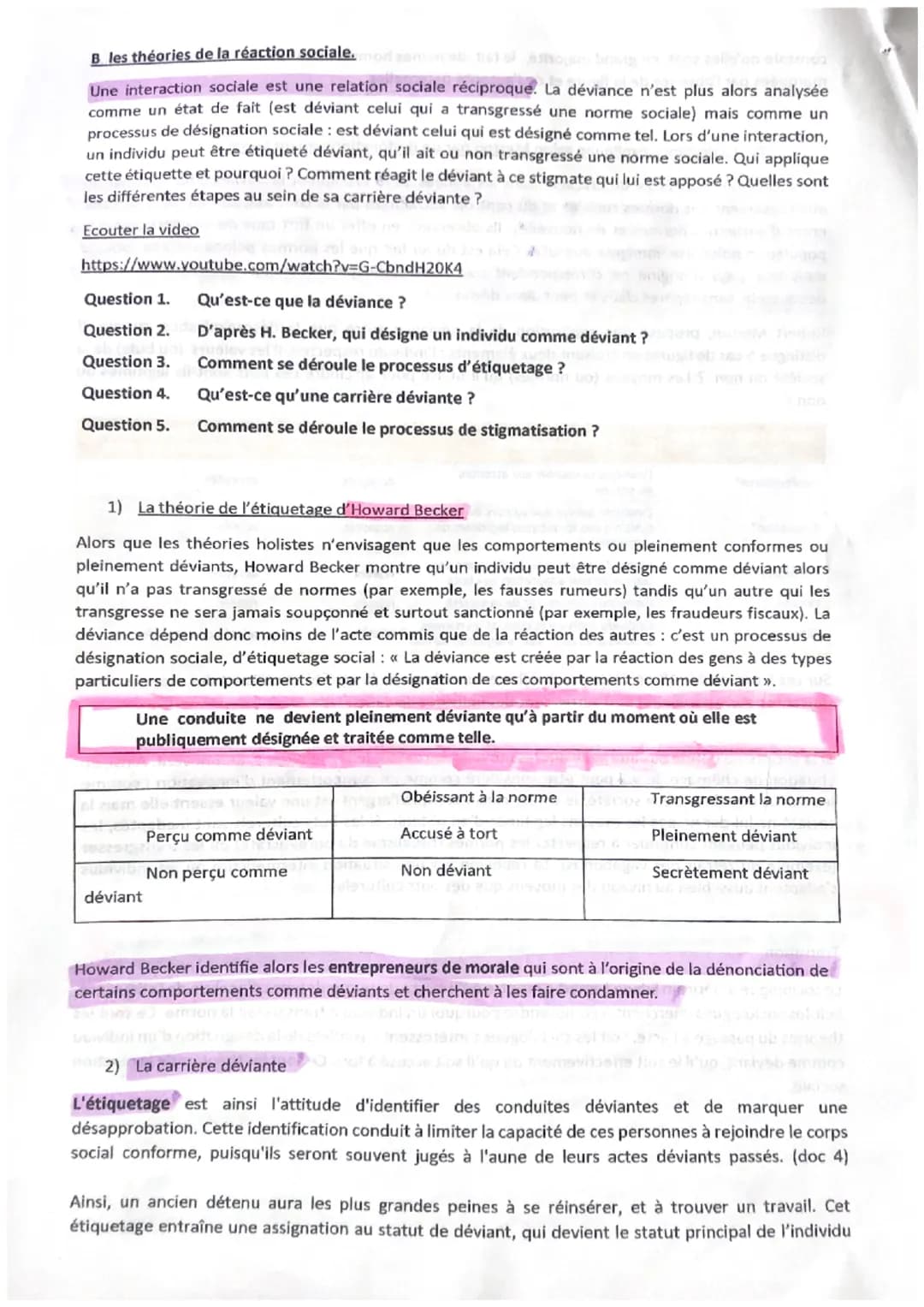 Quels sont les processus sociaux qui contribuent à la déviance ?
1 Quel est le rôle du contrôle social?
A La vie en société : la conformité 