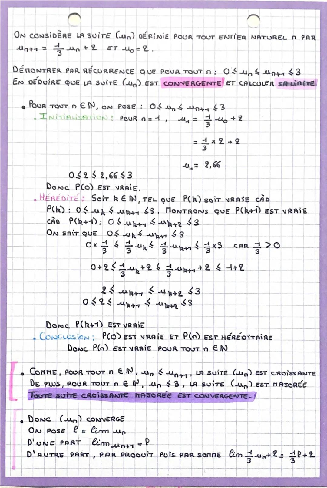 LIMITES DES SUITES.
. CONVERGENCE DE SUITES
Si (un) CONVERGE VERS e, LE RÉEL e EST UNIQUE ET APPELE LIMITE
DE LA SUITE (un). ON NOTE ALORS
l