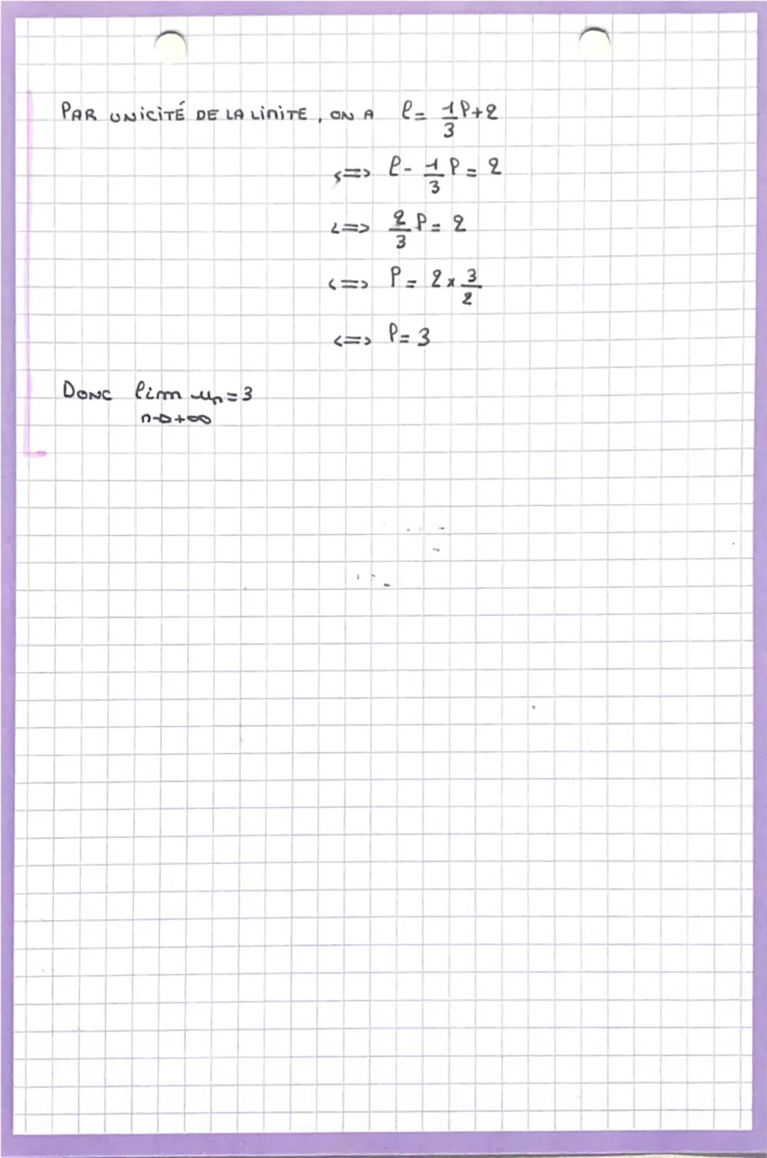 LIMITES DES SUITES.
. CONVERGENCE DE SUITES
Si (un) CONVERGE VERS e, LE RÉEL e EST UNIQUE ET APPELE LIMITE
DE LA SUITE (un). ON NOTE ALORS
l