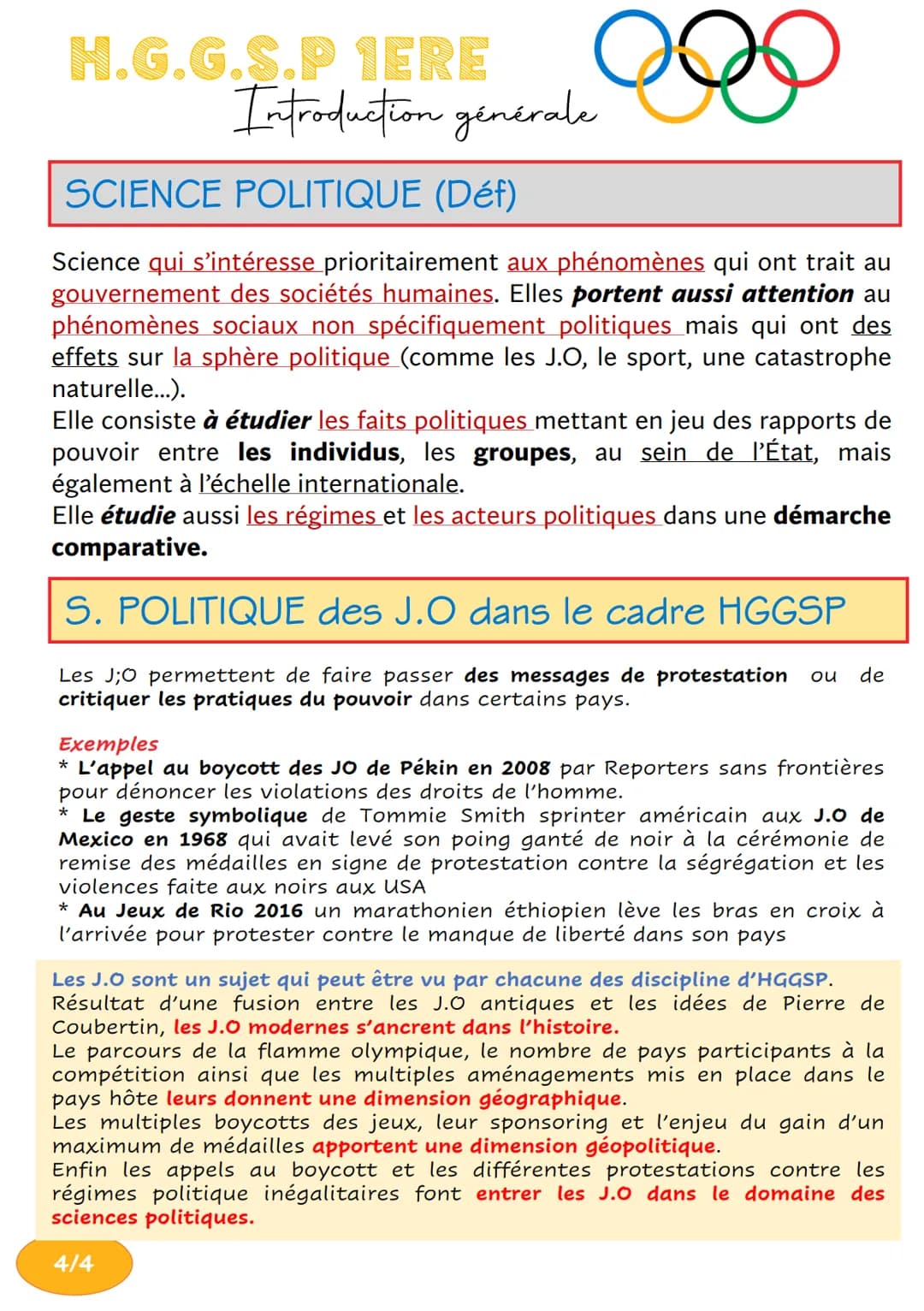 H.G.G.S.P 1ERE
Introduction générale
о
Jeux Olympique modernes crées en 1896 par Pierre de Coubertin.
De nos jours la plus grande compétitio