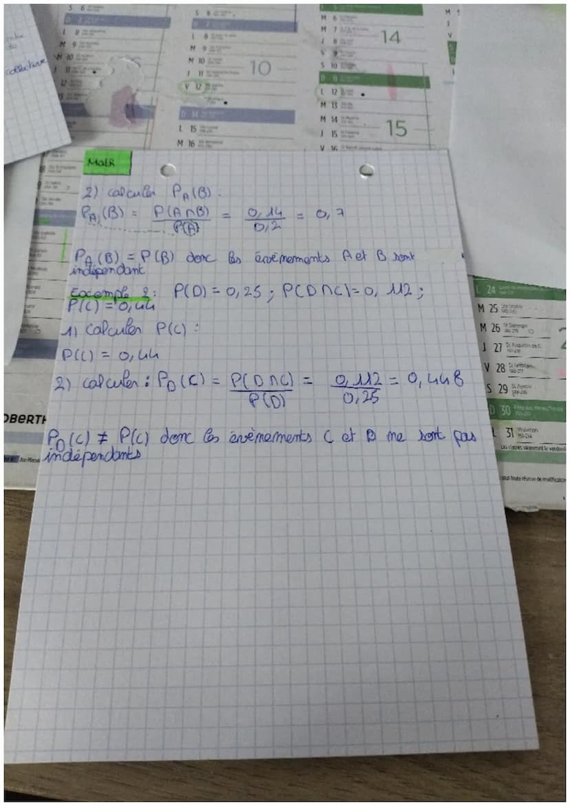 OBER1
Air Marse
。
SPA(B)
Math
Les géménalités
PA (B): probabilité
= P(ANB)
PIAL
Mi
07
큼
los
43
• A est
e évènement contraire de A
4 P(AL+ PL