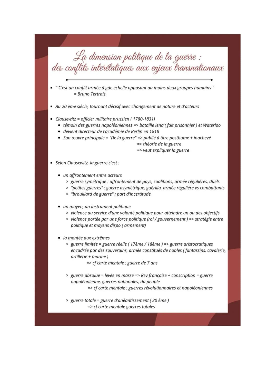 Axe 1:
La dimension politique
de la guerre :
des conflits
interétatiques aux enjeux
transnationaux La dimension politique de la guerre :
des