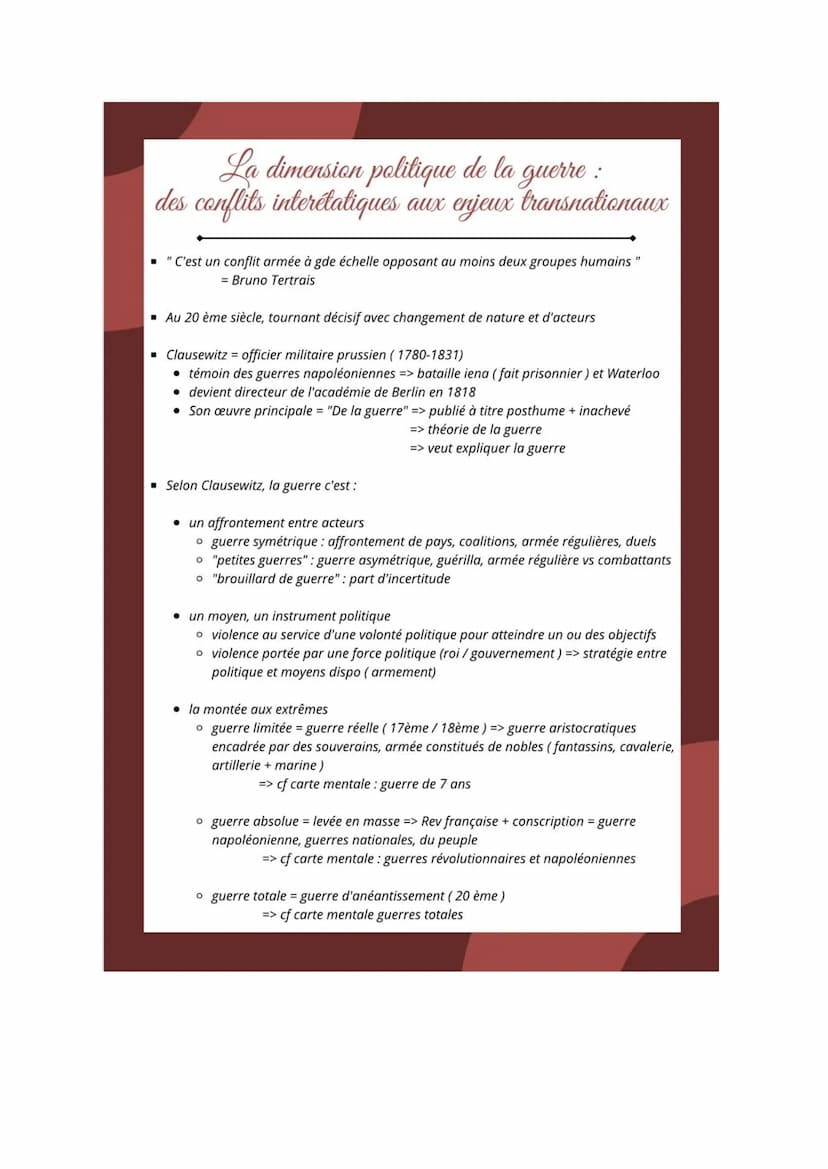 Axe 1:
La dimension politique
de la guerre :
des conflits
interétatiques aux enjeux
transnationaux La dimension politique de la guerre :
des
